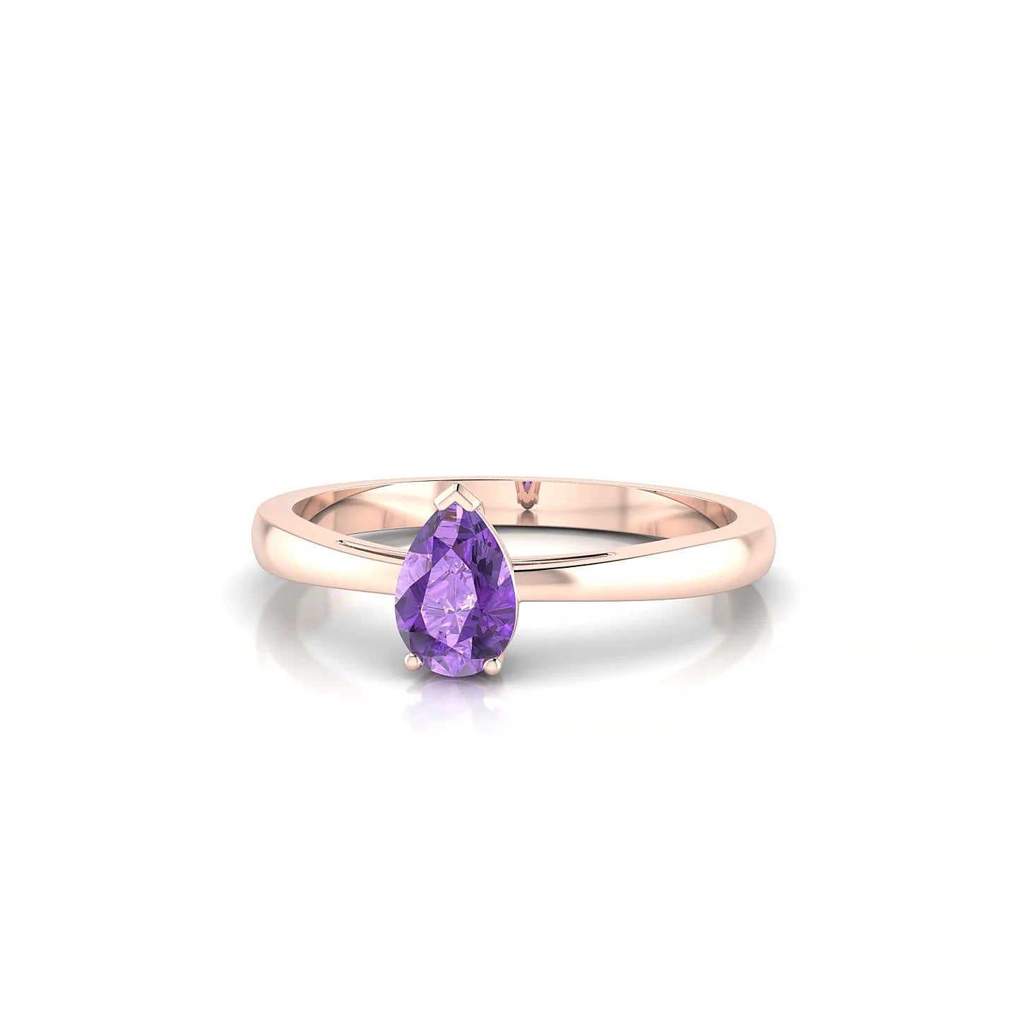 Zenith | 18k Rose Gold 6 x 4 mm Pear Amethyst Ring