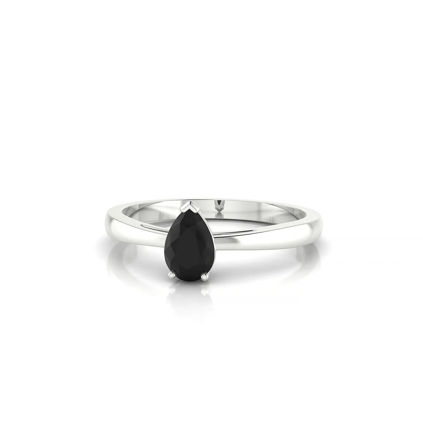 Zenith | 18k White Gold 6 x 4 mm Pear Black Diamond Ring