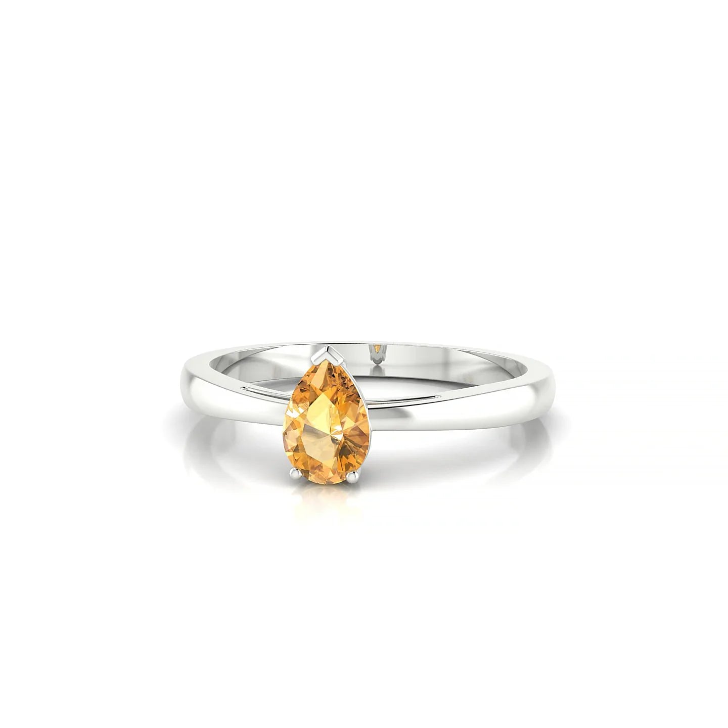 Zenith | 18k White Gold 6 x 4 mm Pear Citrine Ring