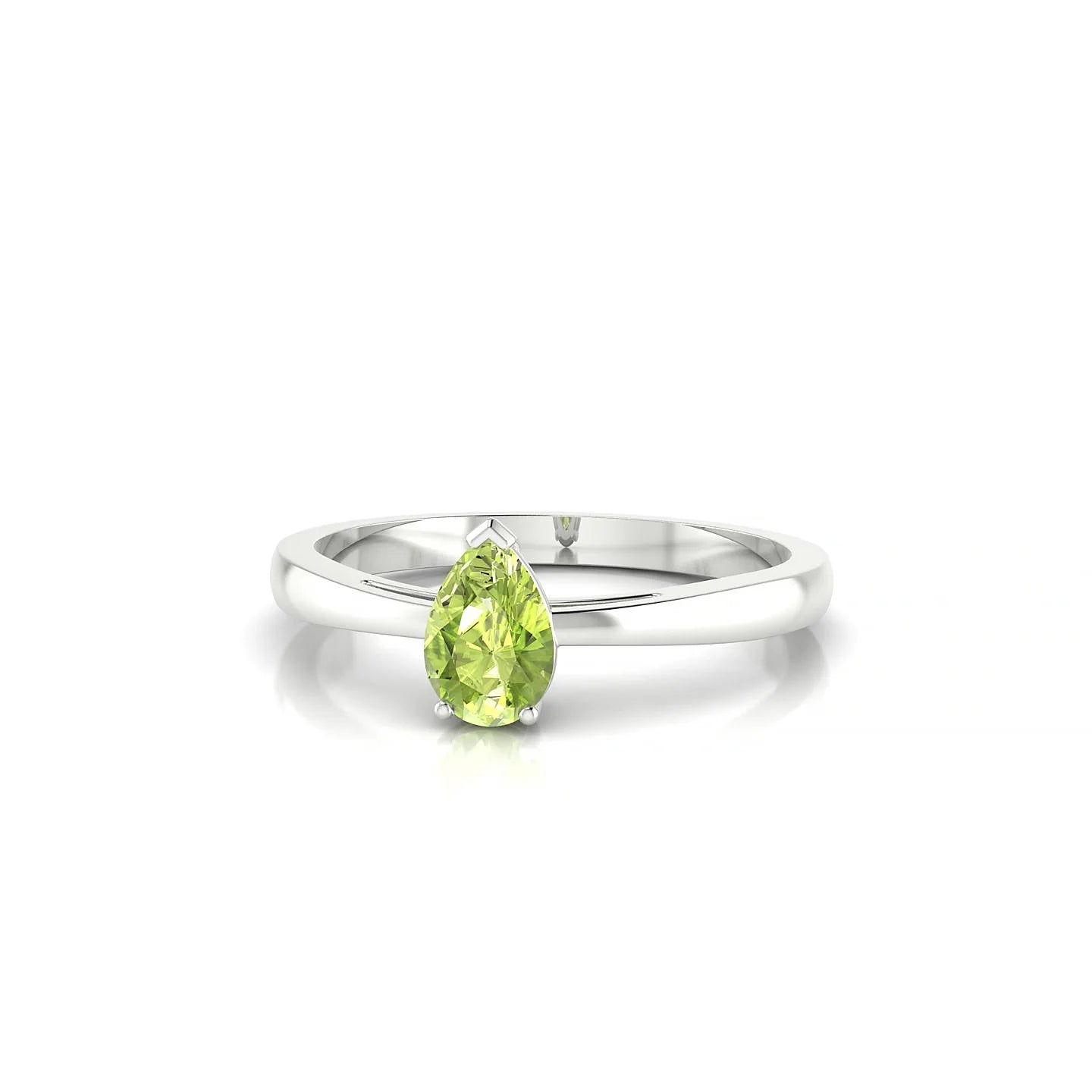 Zenith | 18k White Gold 6 x 4 mm Pear Peridot Ring