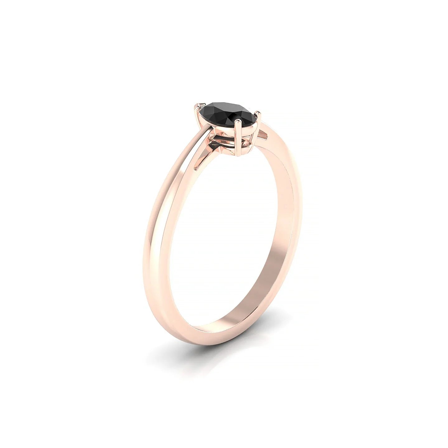 Zenith | 18k Rose Gold 6 x 4 mm Pear Black Diamond Ring