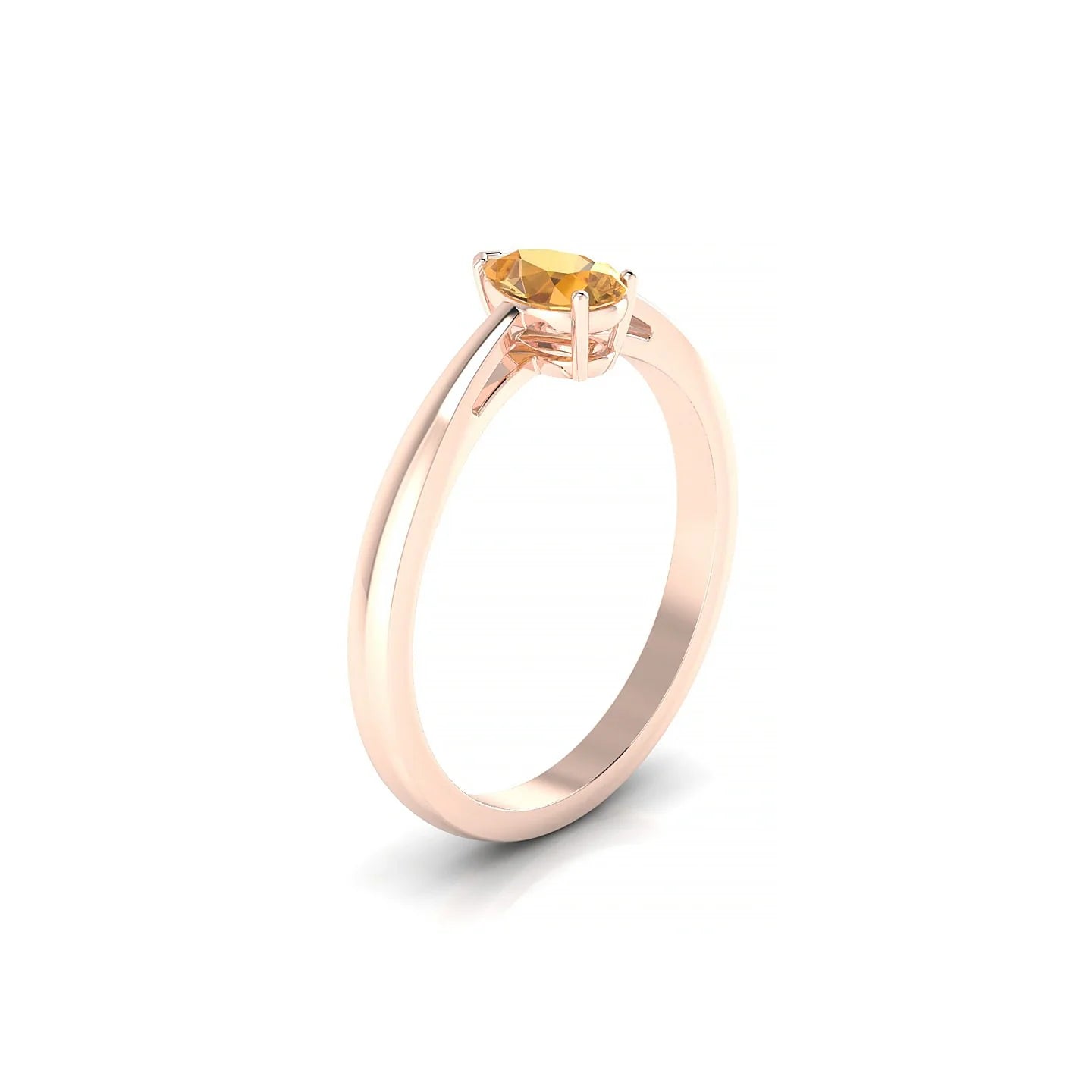 Zenith | 18k Rose Gold 6 x 4 mm Pear Citrine Ring
