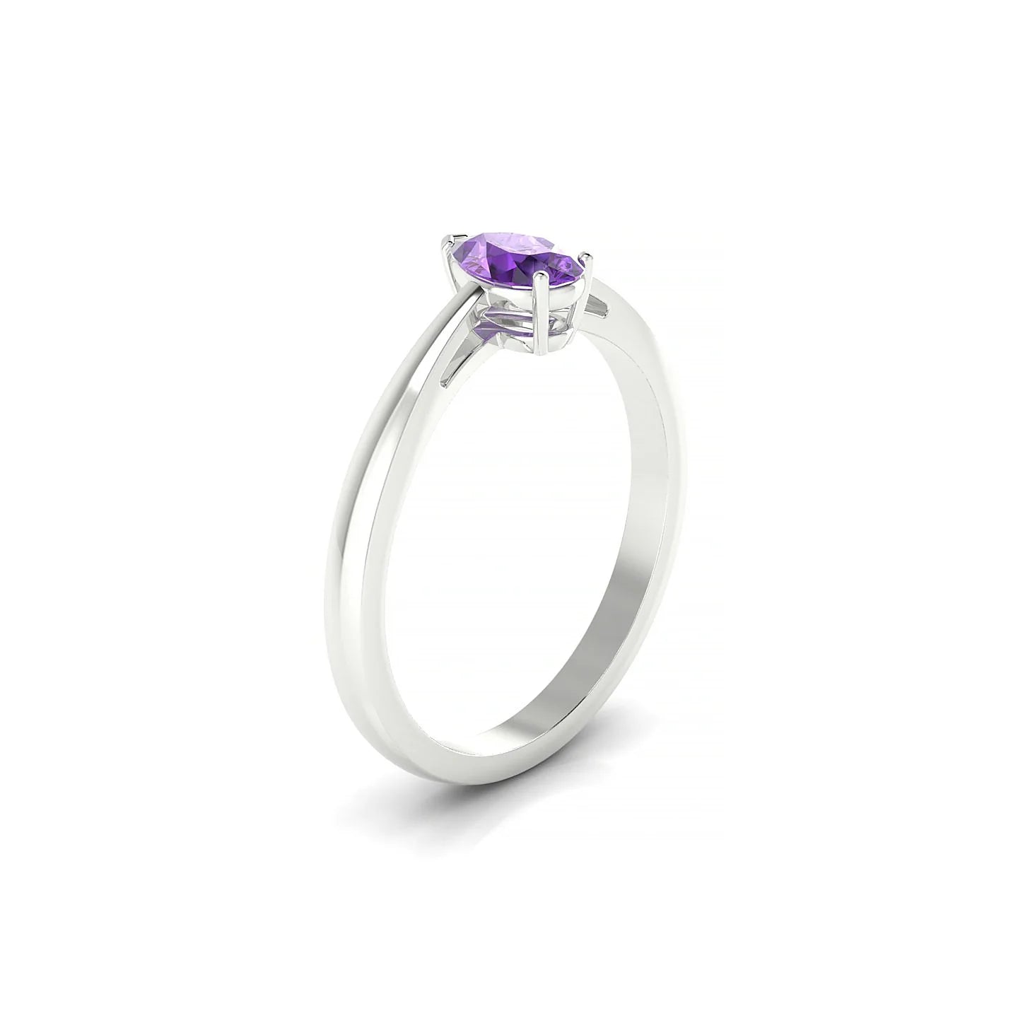 Zenith | 18k White Gold 6 x 4 mm Pear Amethyst Ring