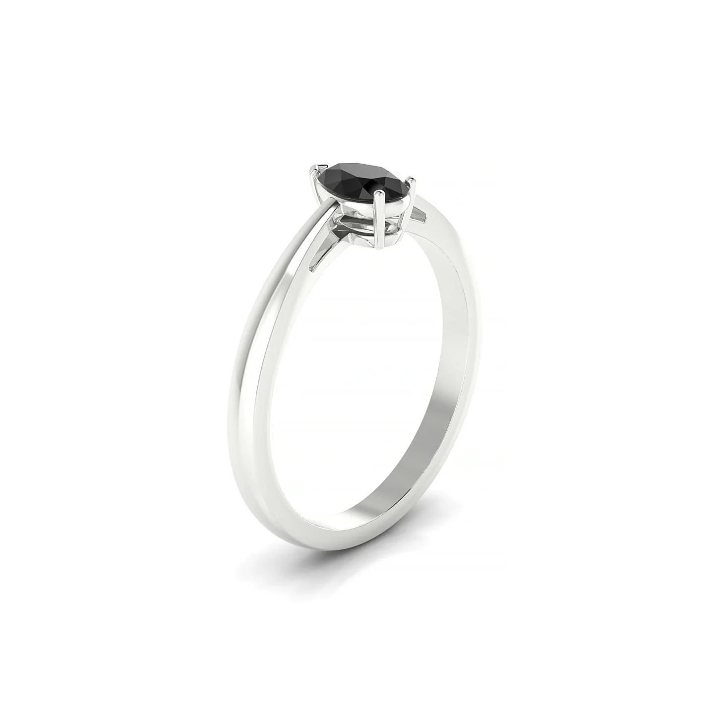 Zenith | 18k White Gold 6 x 4 mm Pear Black Diamond Ring