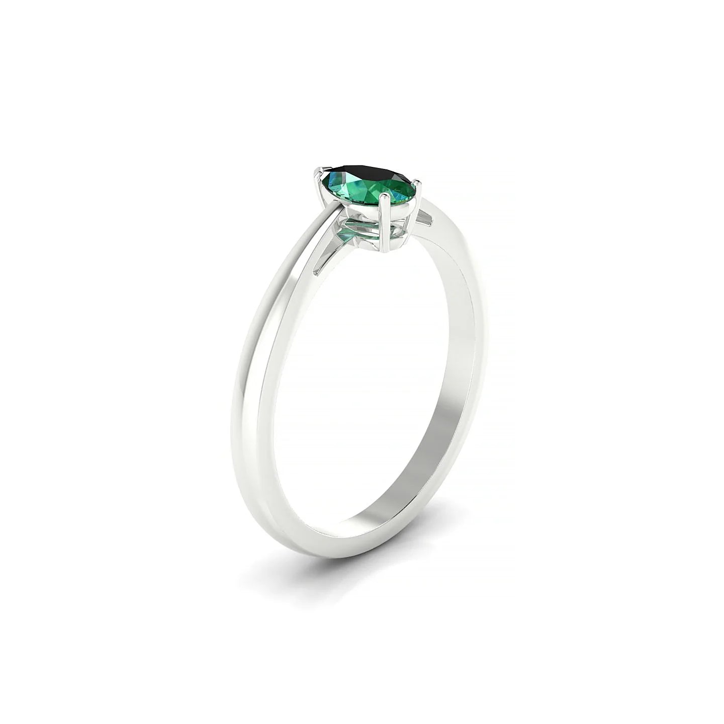 Zenith | 18k White Gold 6 x 4 mm Pear Emerald Ring