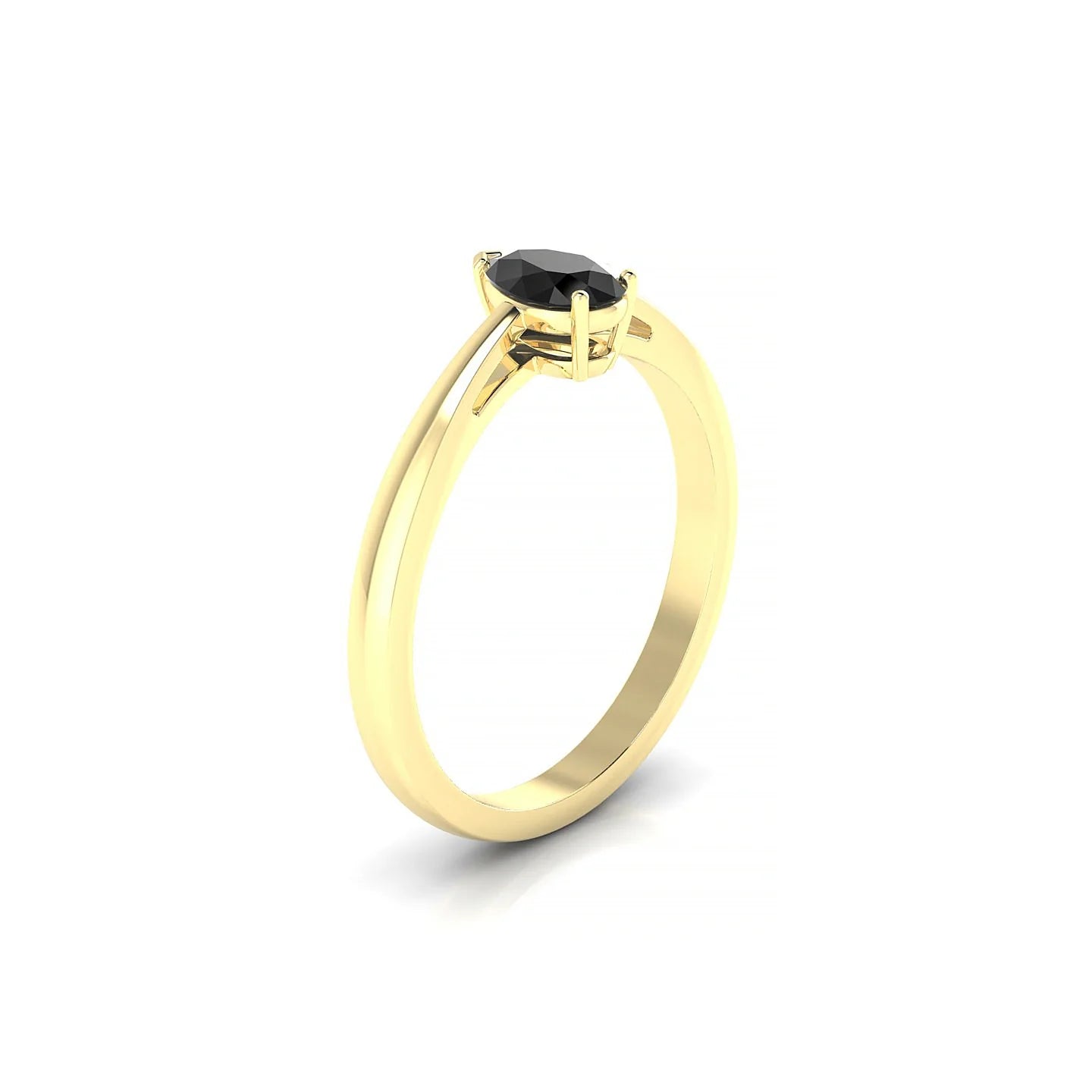 Zenith | 18k Yellow Gold 6 x 4 mm Pear Black Diamond Ring