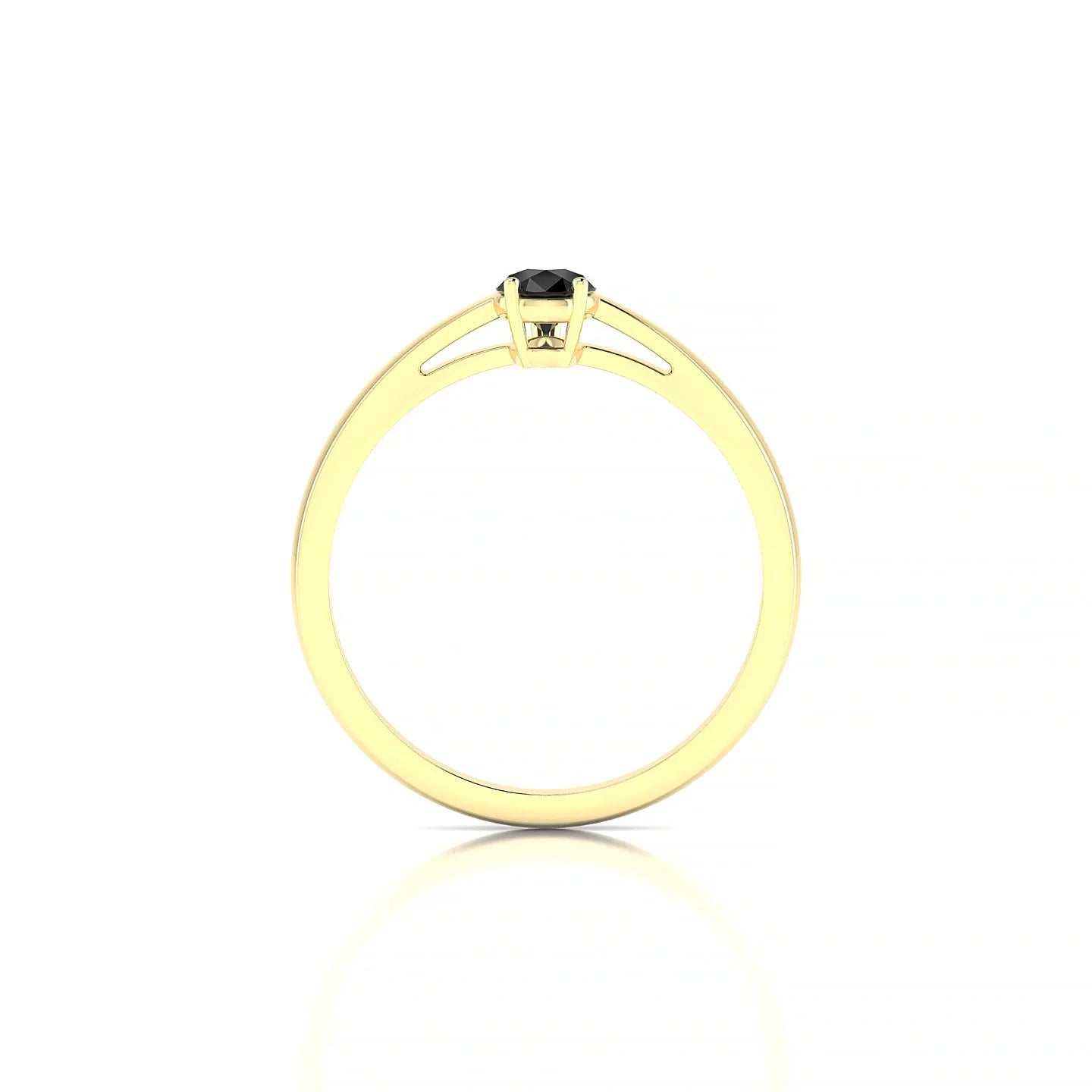 Zenith | 18k Yellow Gold 6 x 4 mm Pear Black Diamond Ring