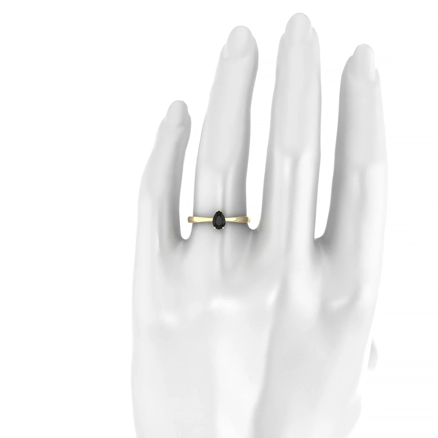 Zenith | 18k Yellow Gold 6 x 4 mm Pear Black Diamond Ring