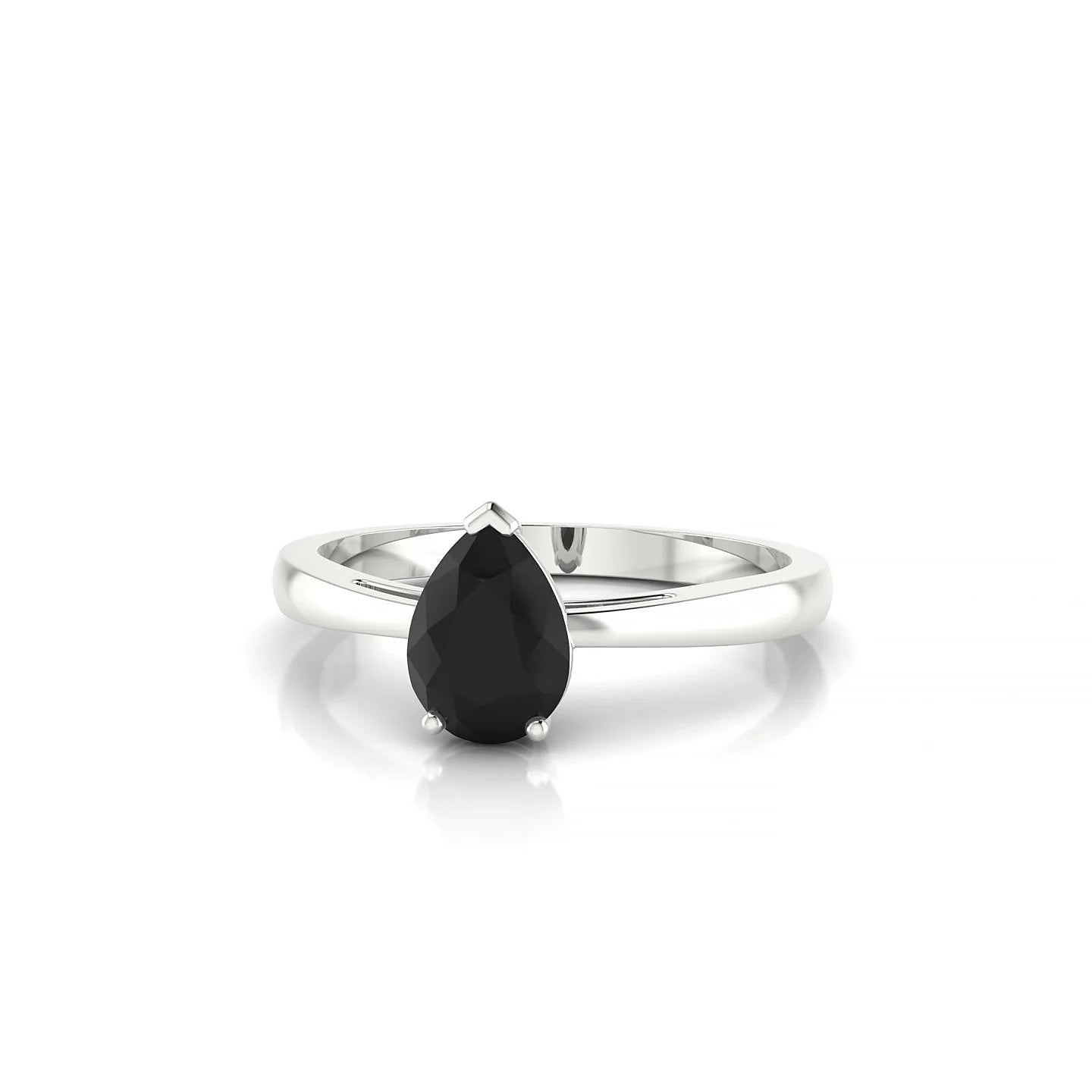Zenith | 18k White Gold 7 x 5 mm Pear Black Diamond Ring