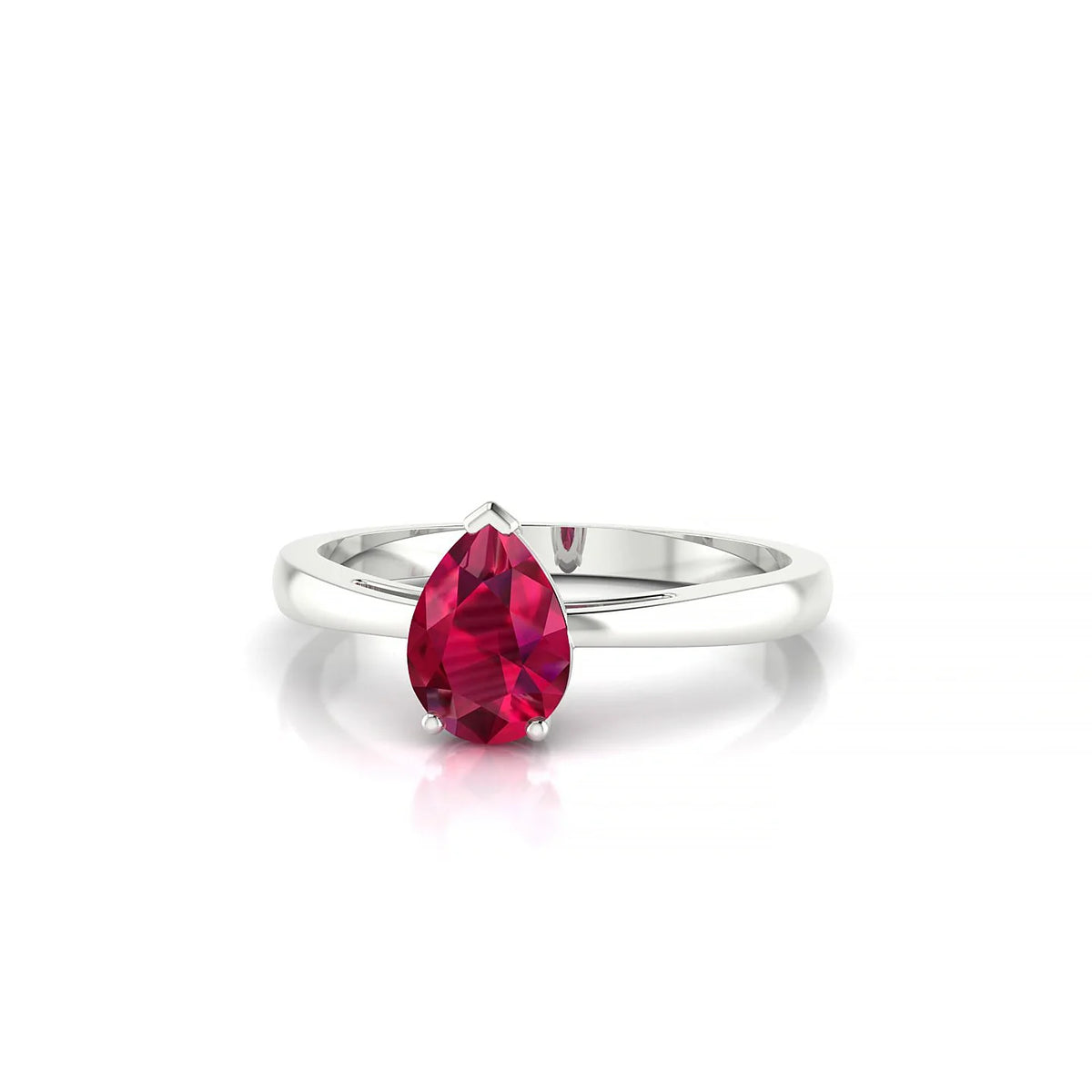 Zenith | 18k White Gold 7 x 5 mm Pear Ruby Ring