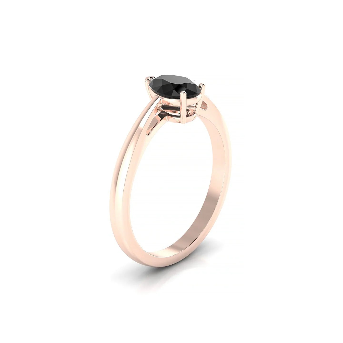 Zenith | 18k Rose Gold 7 x 5 mm Pear Black Diamond Ring