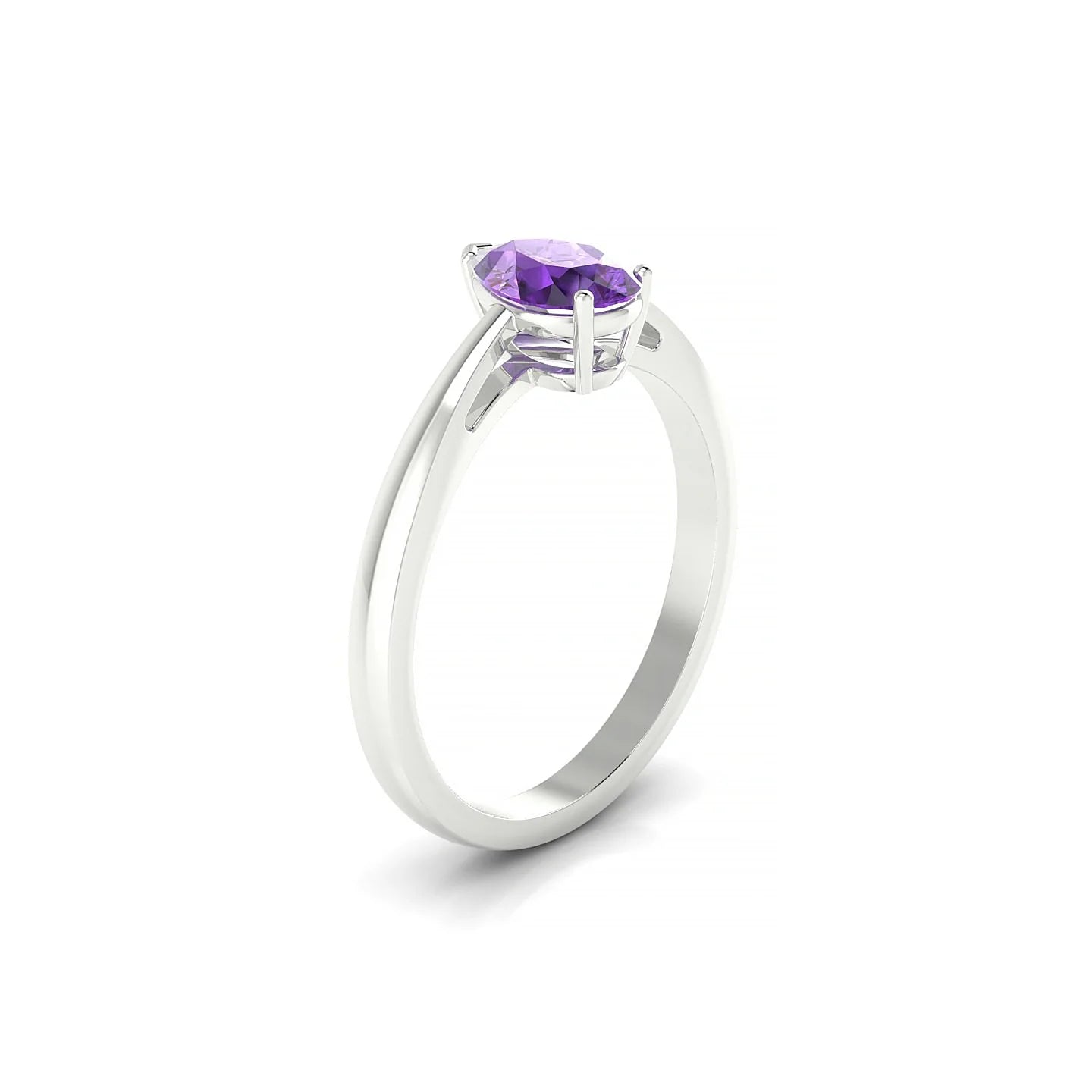 Zenith | 18k White Gold 7 x 5 mm Pear Amethyst Ring