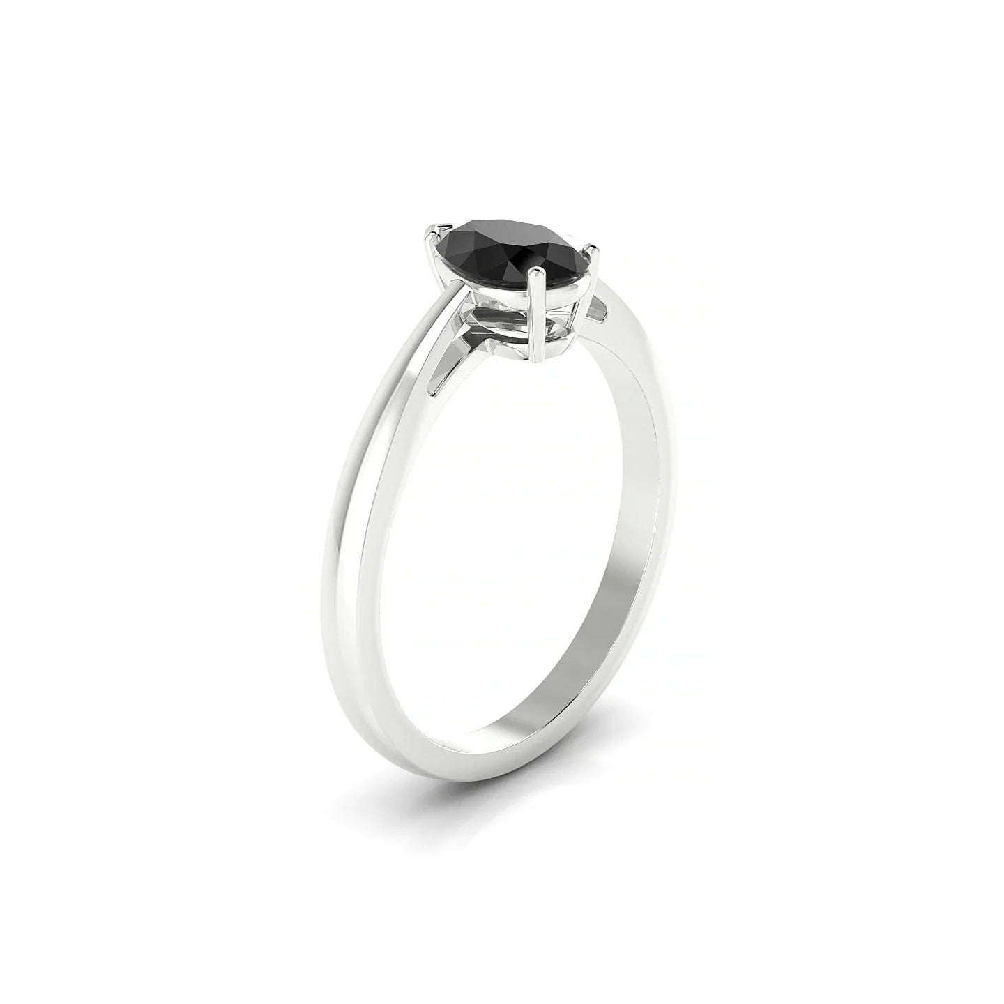 Zenith | 18k White Gold 7 x 5 mm Pear Black Diamond Ring