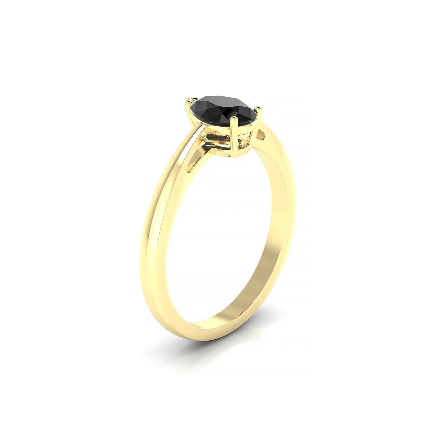 Zenith | 18k Yellow Gold 7 x 5 mm Pear Black Diamond Ring