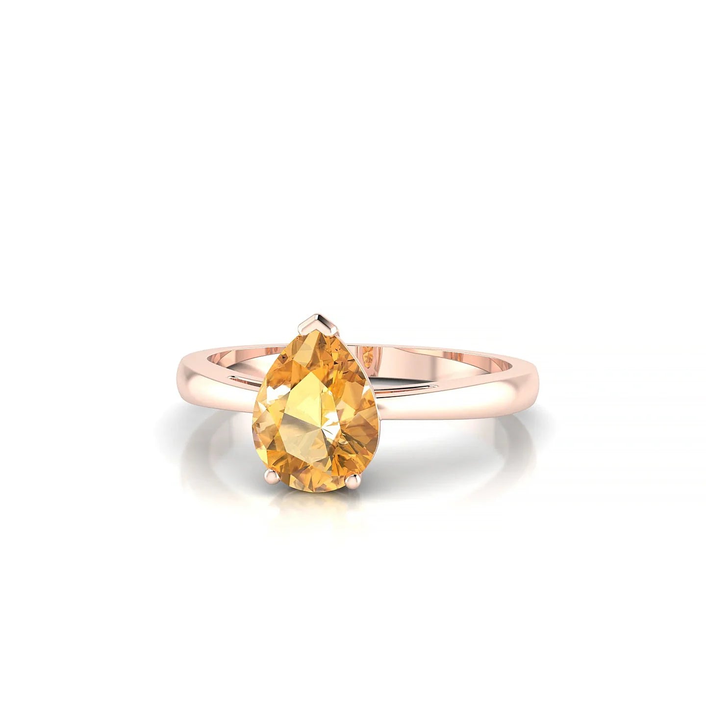 Zenith | 18k Rose Gold 8 x 6 mm Pear Citrine Ring