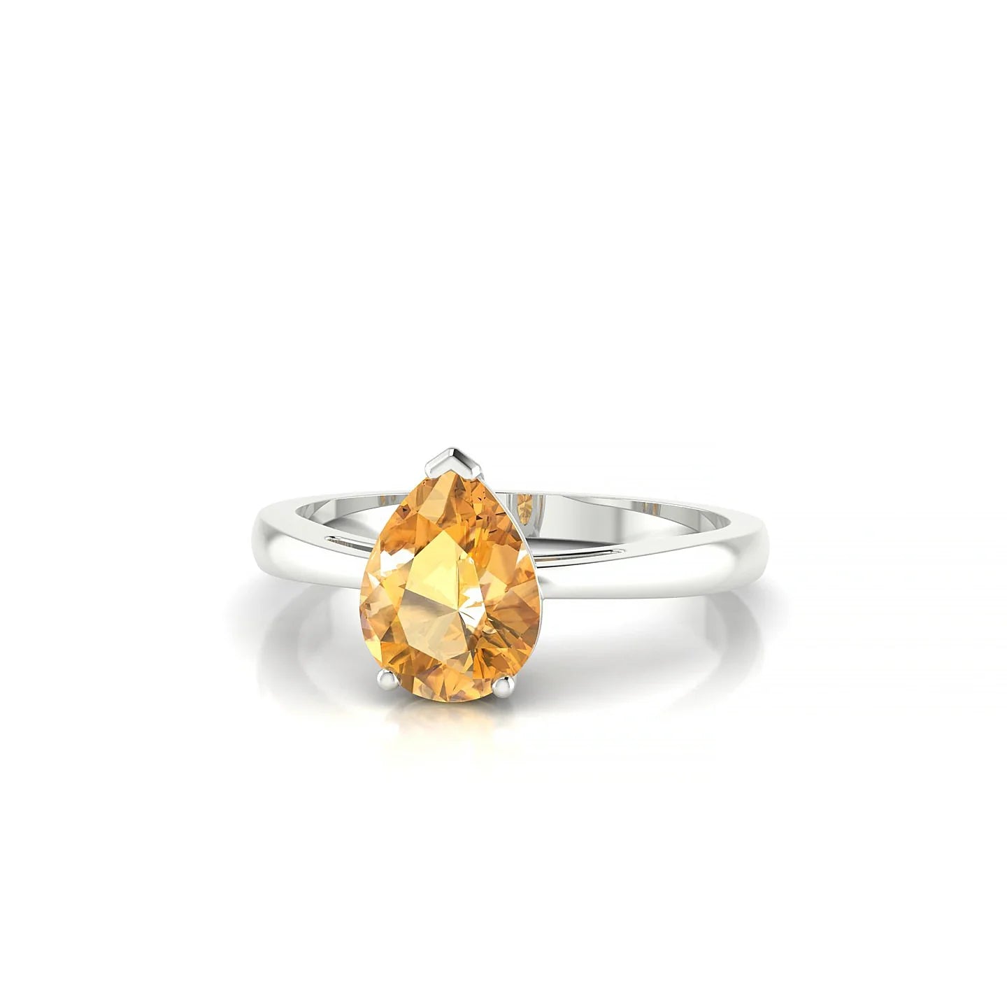 Zenith | 18k White Gold 8 x 6 mm Pear Citrine Ring