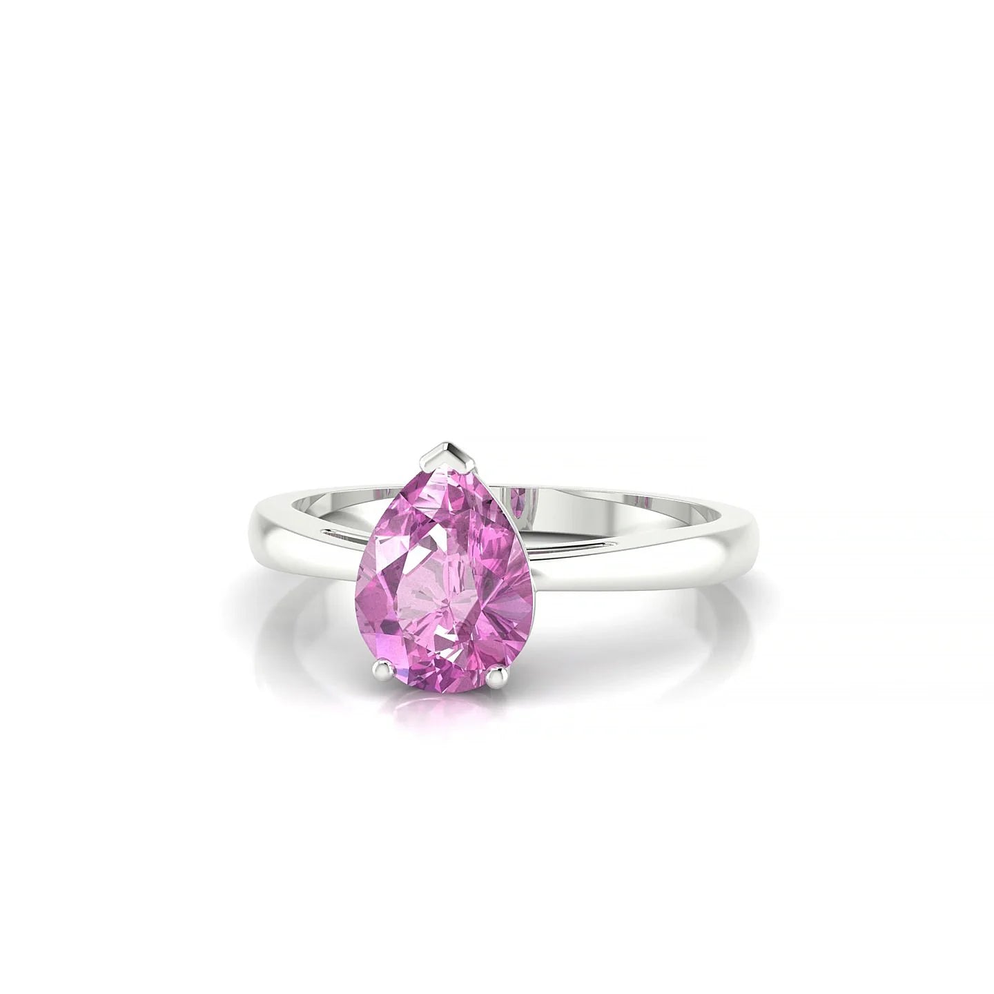 Zenith | 18k White Gold 8 x 6 mm Pear Pink Sapphire Ring