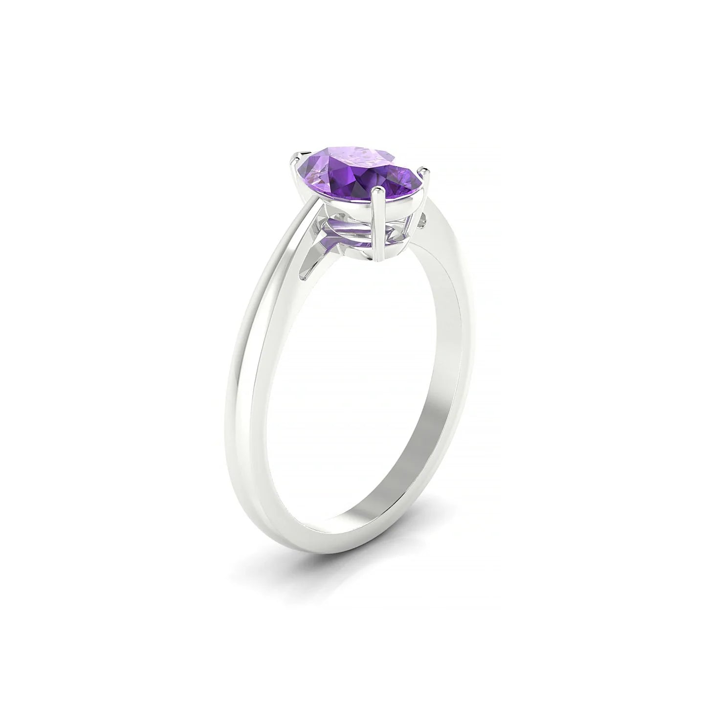 Zenith | 18k White Gold 8 x 6 mm Pear Amethyst Ring