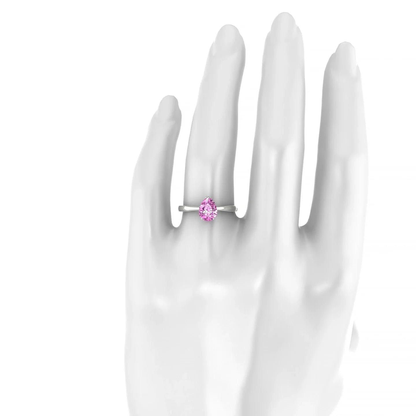Zenith | 18k White Gold 8 x 6 mm Pear Pink Sapphire Ring