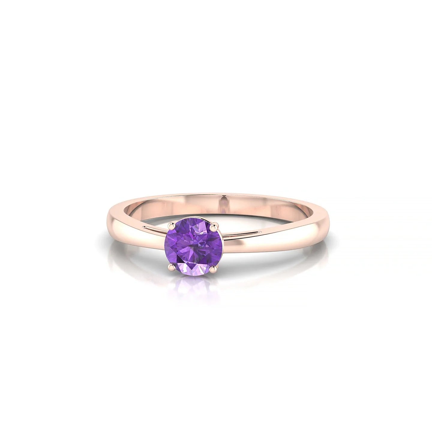 Zenith | 18k Rose Gold 4.5 mm Round Amethyst Ring