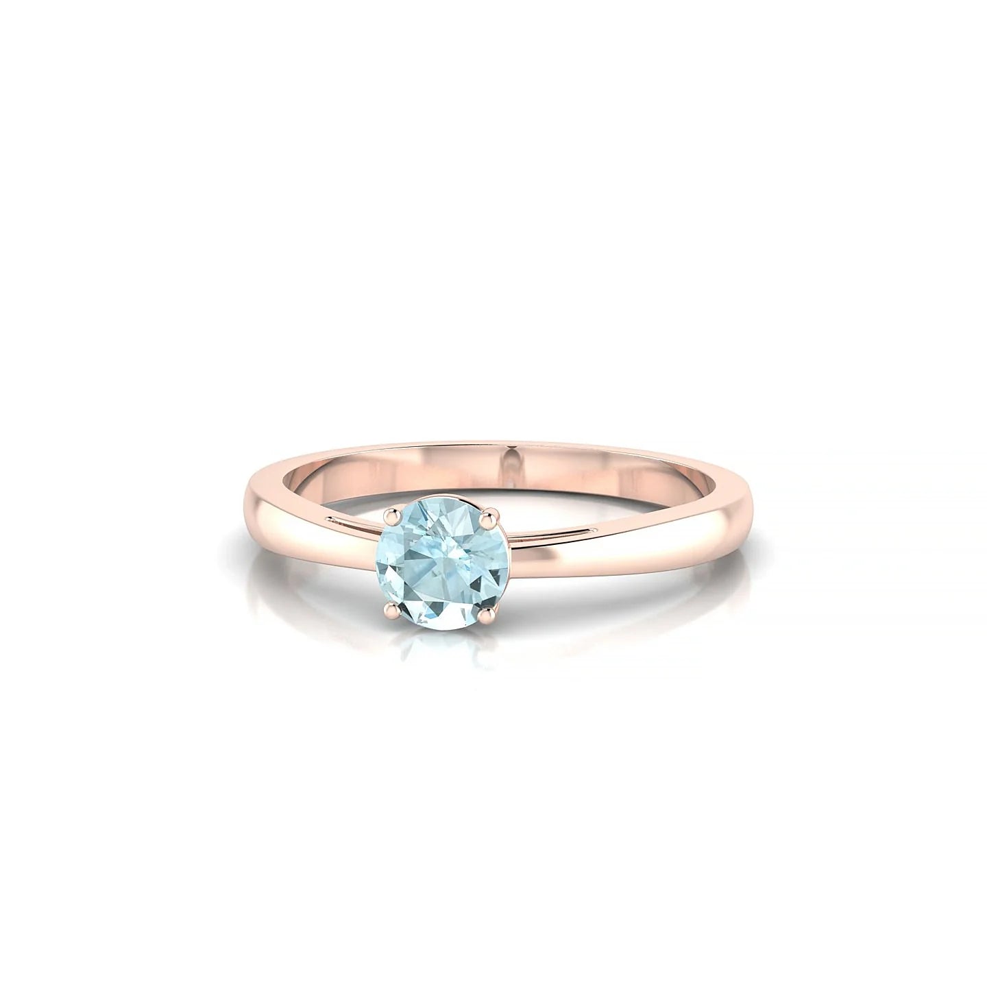 Zenith | 18k Rose Gold 4.5 mm Round Aquamarine Ring