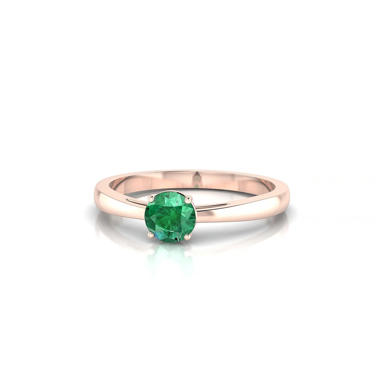 Zenith | 18k Rose Gold 4.5 mm Round Emerald Ring