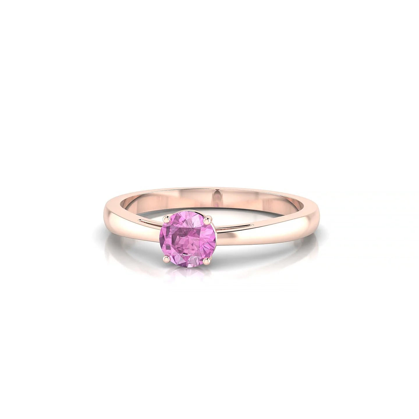 Zenith | 18k Rose Gold 4.5 mm Round Pink Sapphire Ring