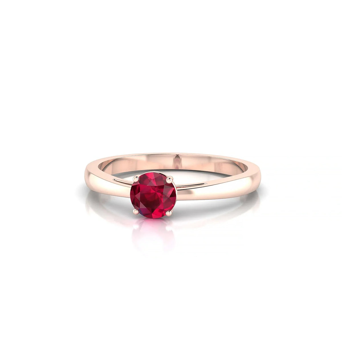 Zenith | 18k Rose Gold 4.5 mm Round Ruby Ring