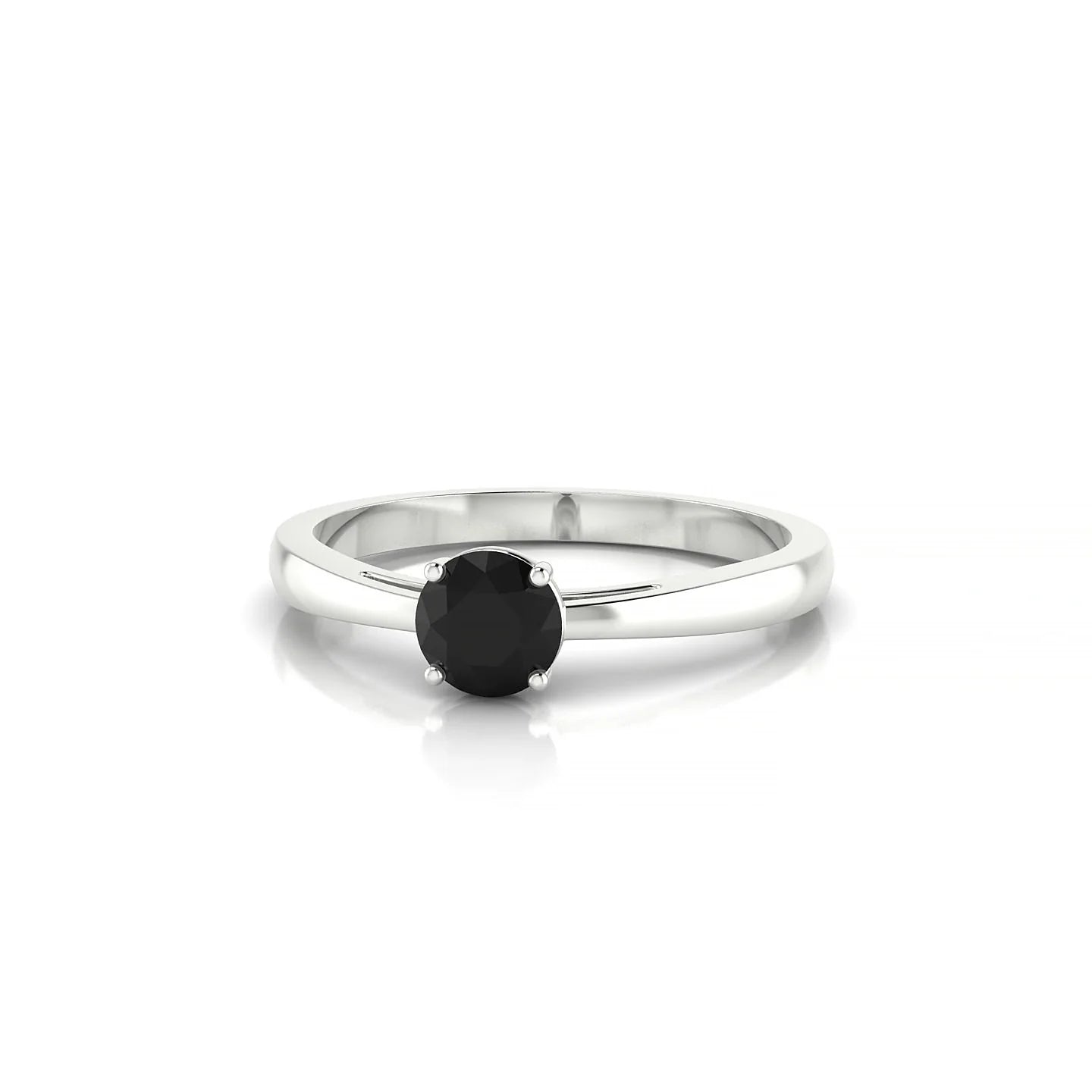 Zenith | 18k White Gold 4.5 mm Round Black Diamond Ring