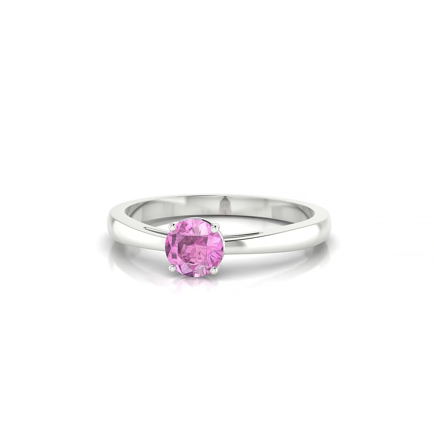 Zenith | 18k White Gold 4.5 mm Round Pink Sapphire Ring