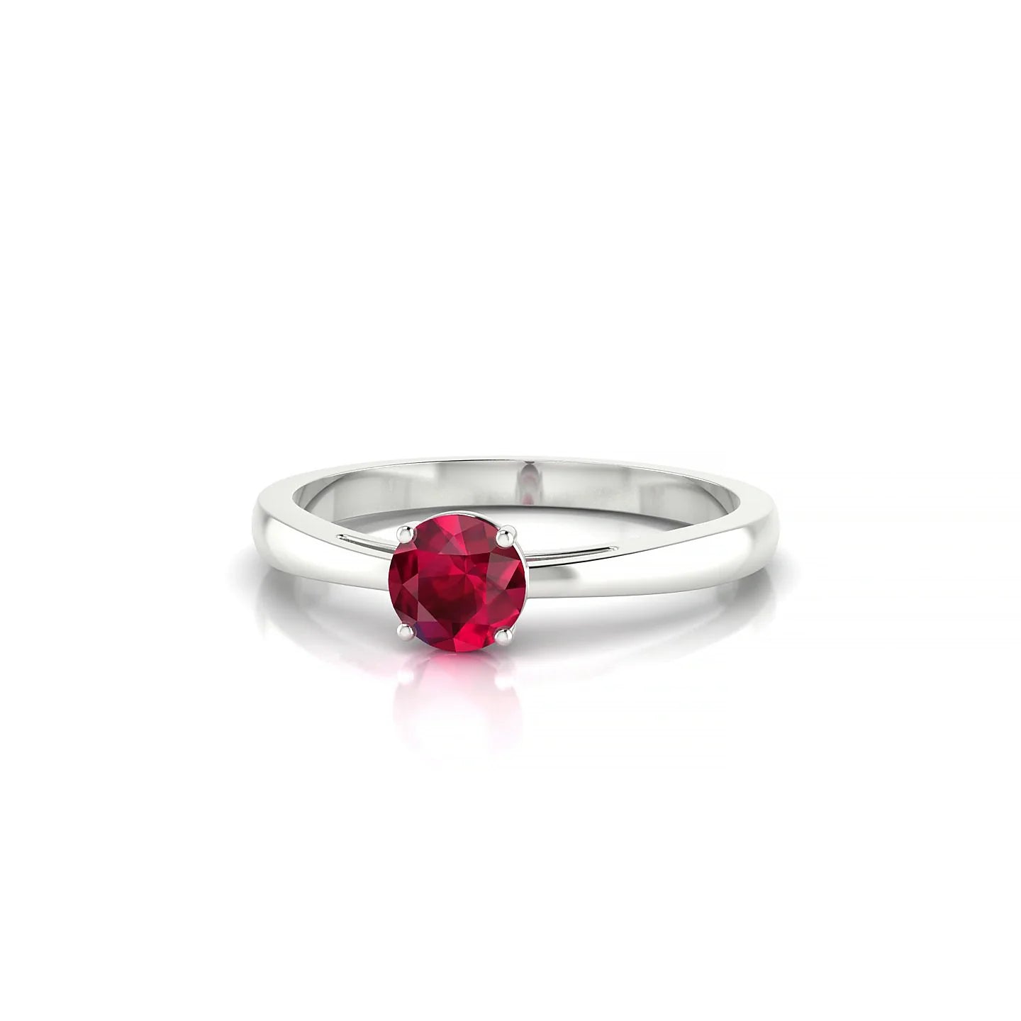 Zenith | 18k White Gold 4.5 mm Round Ruby Ring