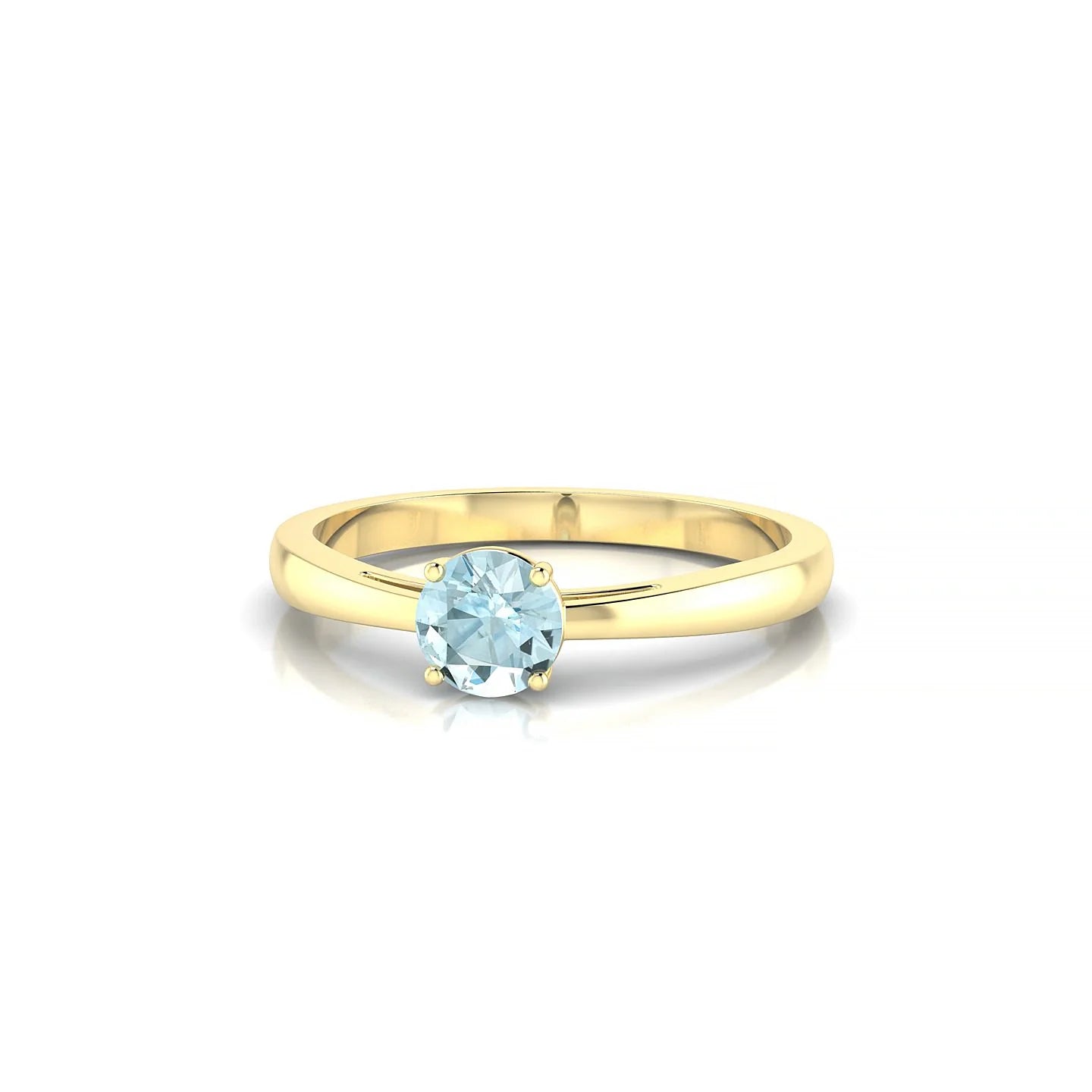 Zenith | 18k Yellow Gold 4.5 mm Round Aquamarine Ring