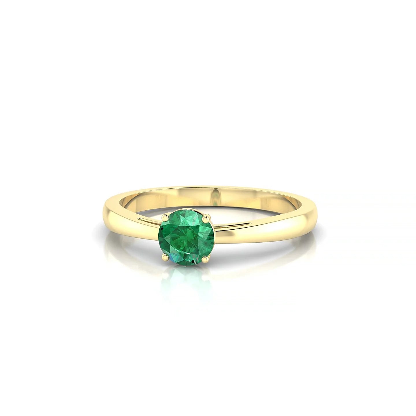 Zenith | 18k Yellow Gold 4.5 mm Round Emerald Ring