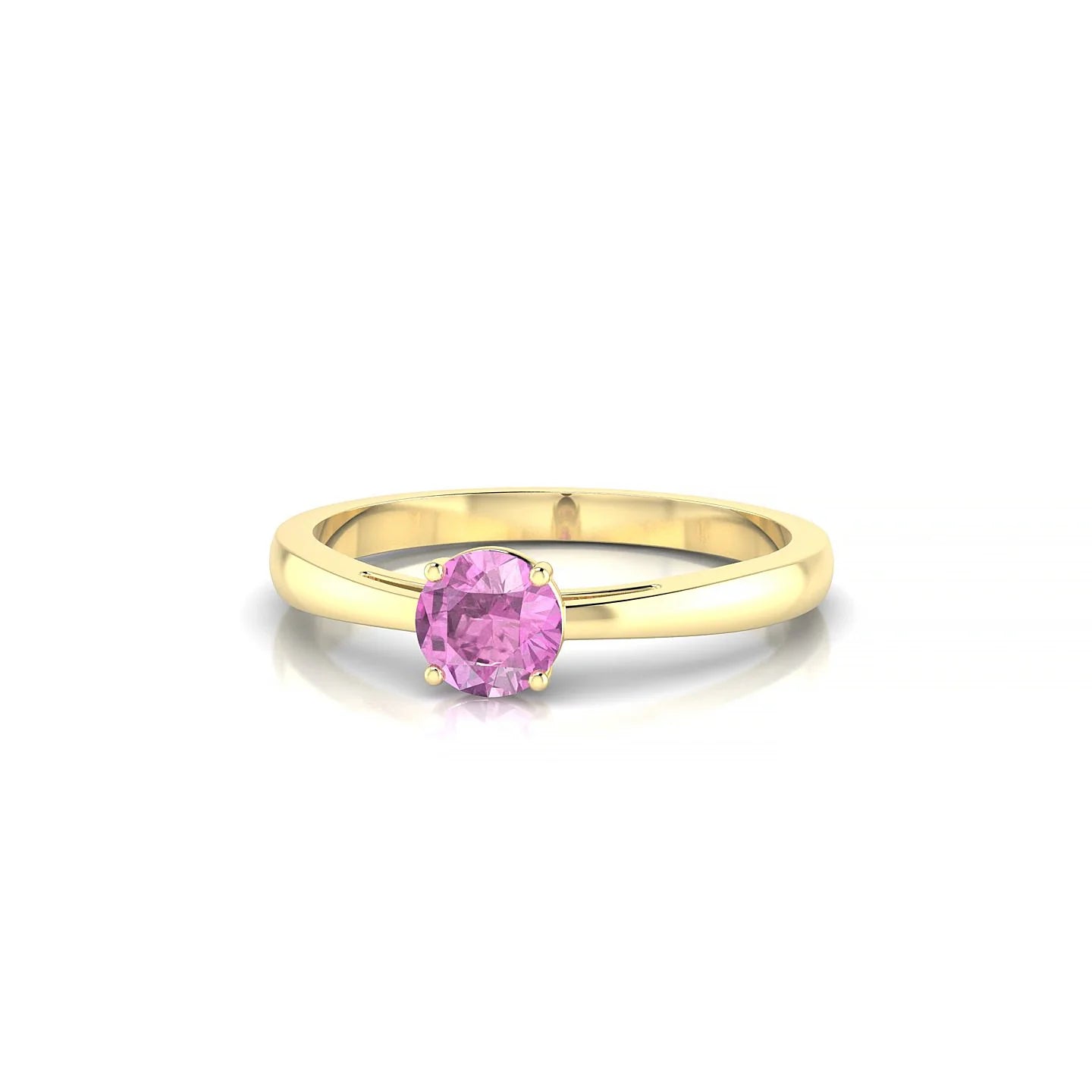 Zenith | 18k Yellow Gold 4.5 mm Round Pink Sapphire Ring