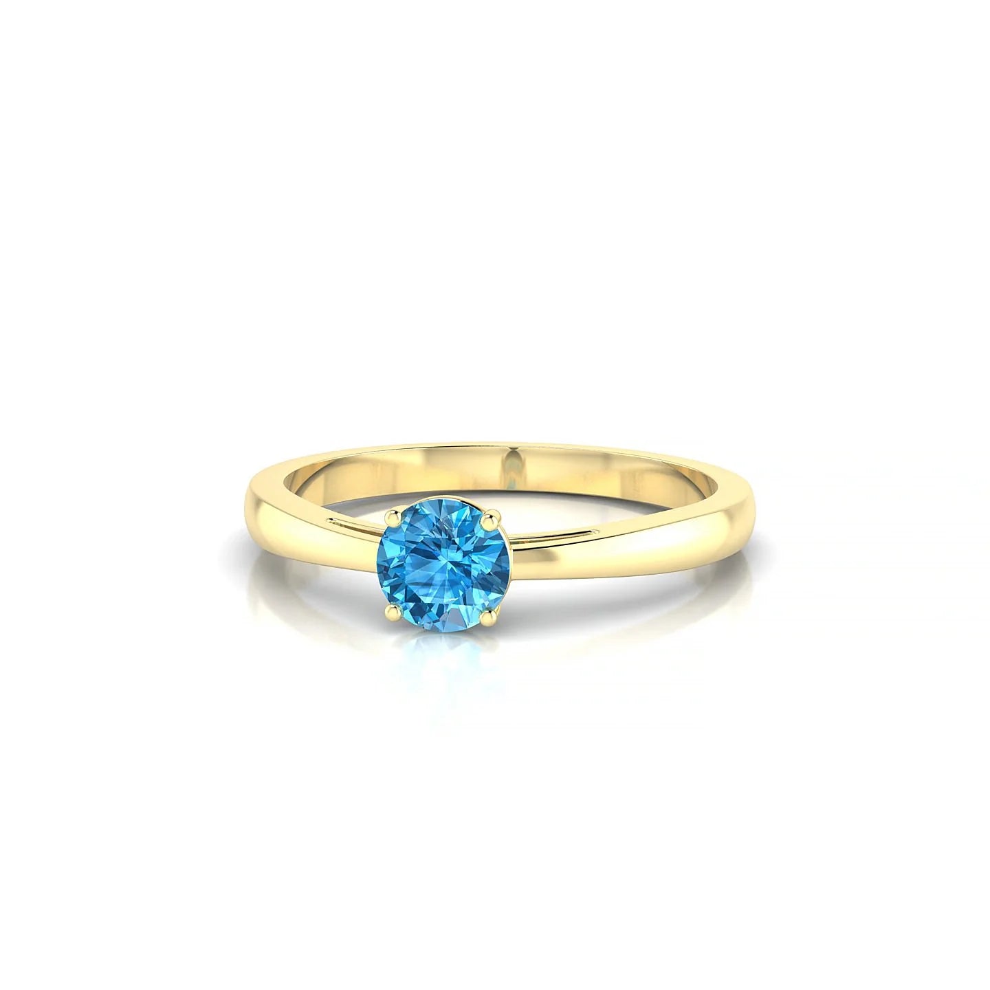 Zenith | 18k Yellow Gold 4.5 mm Round Topaz Ring