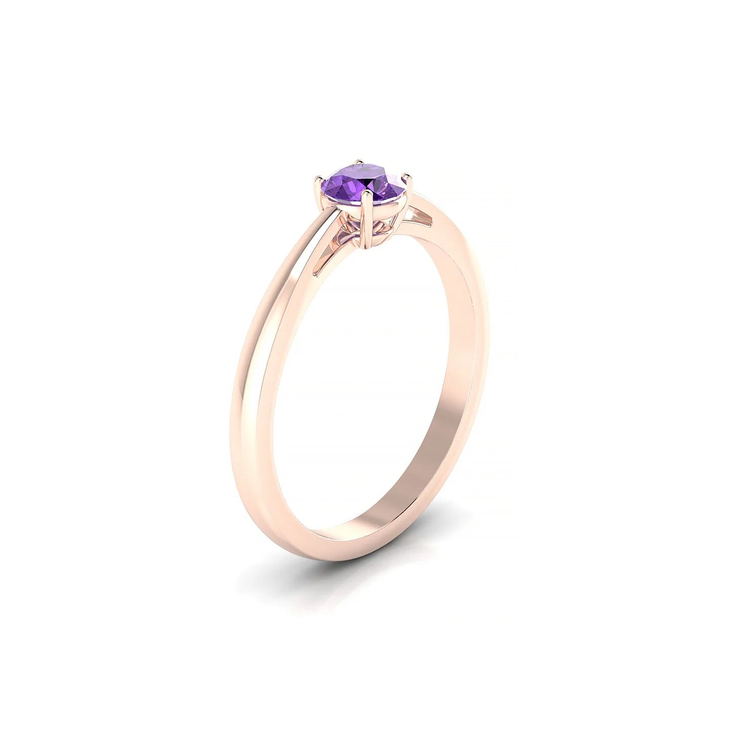 Zenith | 18k Rose Gold 4.5 mm Round Amethyst Ring