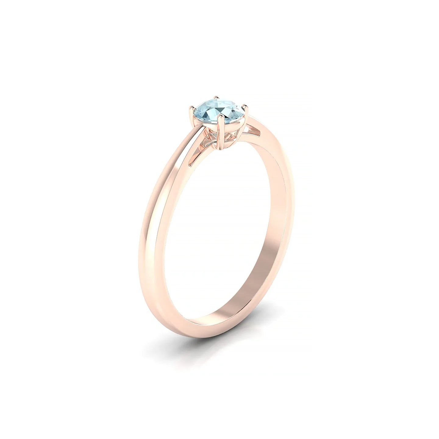 Zenith | 18k Rose Gold 4.5 mm Round Aquamarine Ring