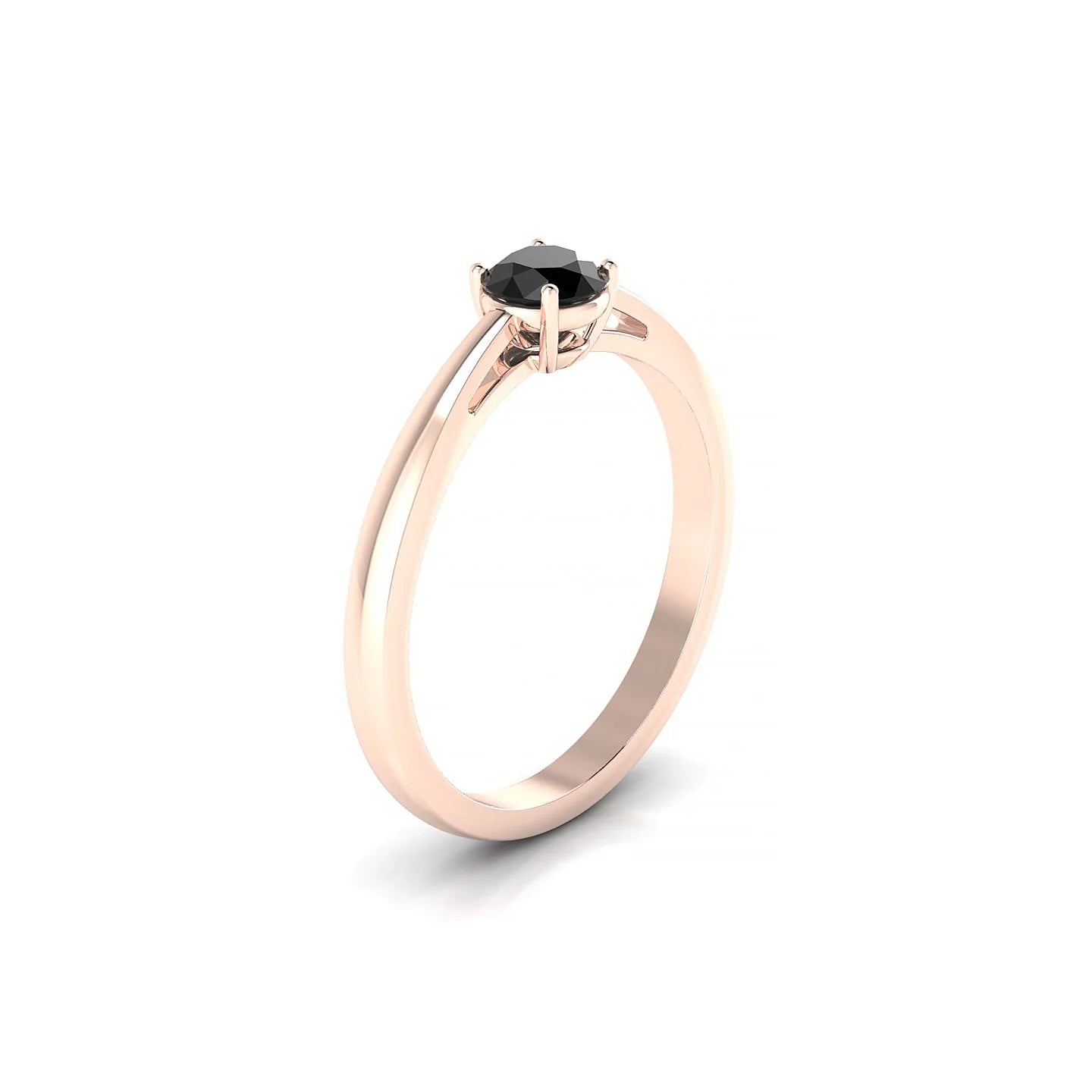 Zenith | 18k Rose Gold 4.5 mm Round Black Diamond Ring