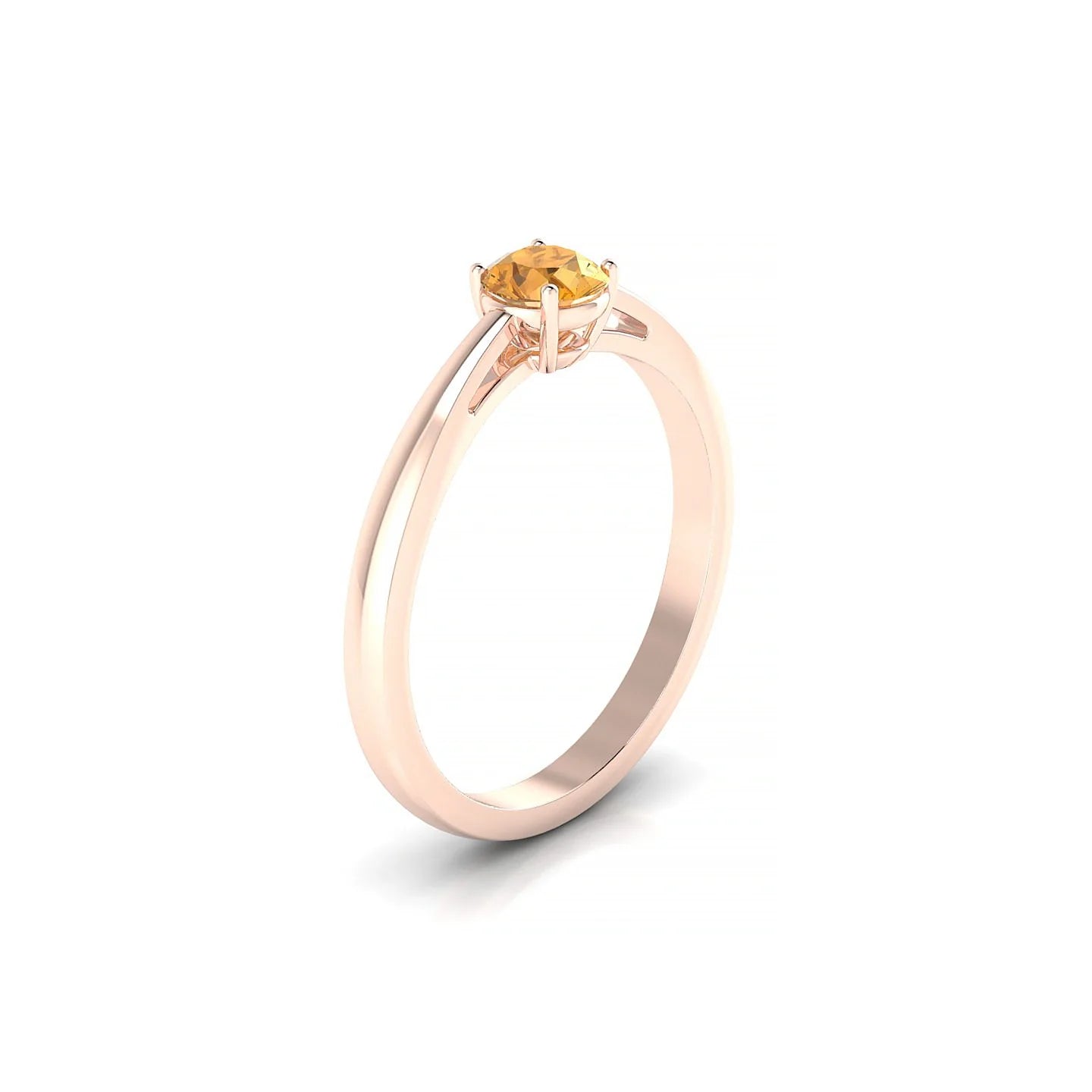 Zenith | 18k Rose Gold 4.5 mm Round Citrine Ring