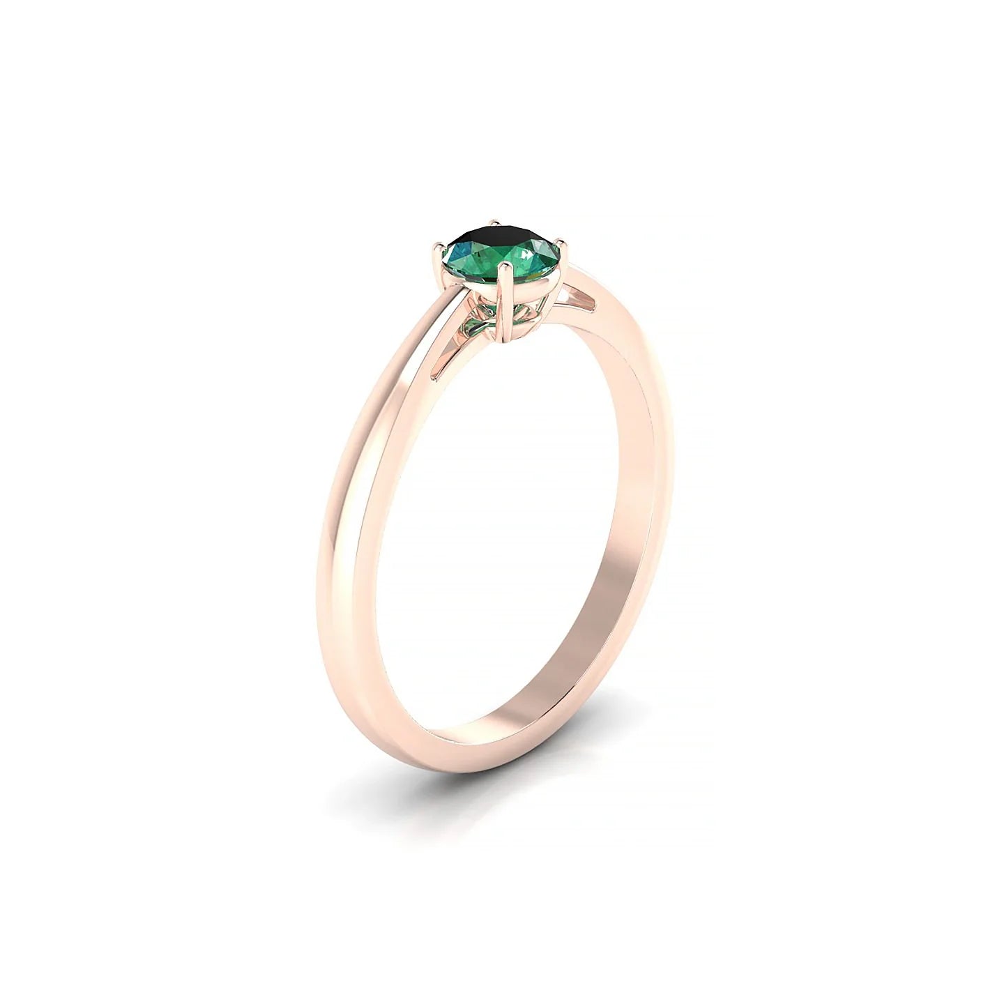 Zenith | 18k Rose Gold 4.5 mm Round Emerald Ring