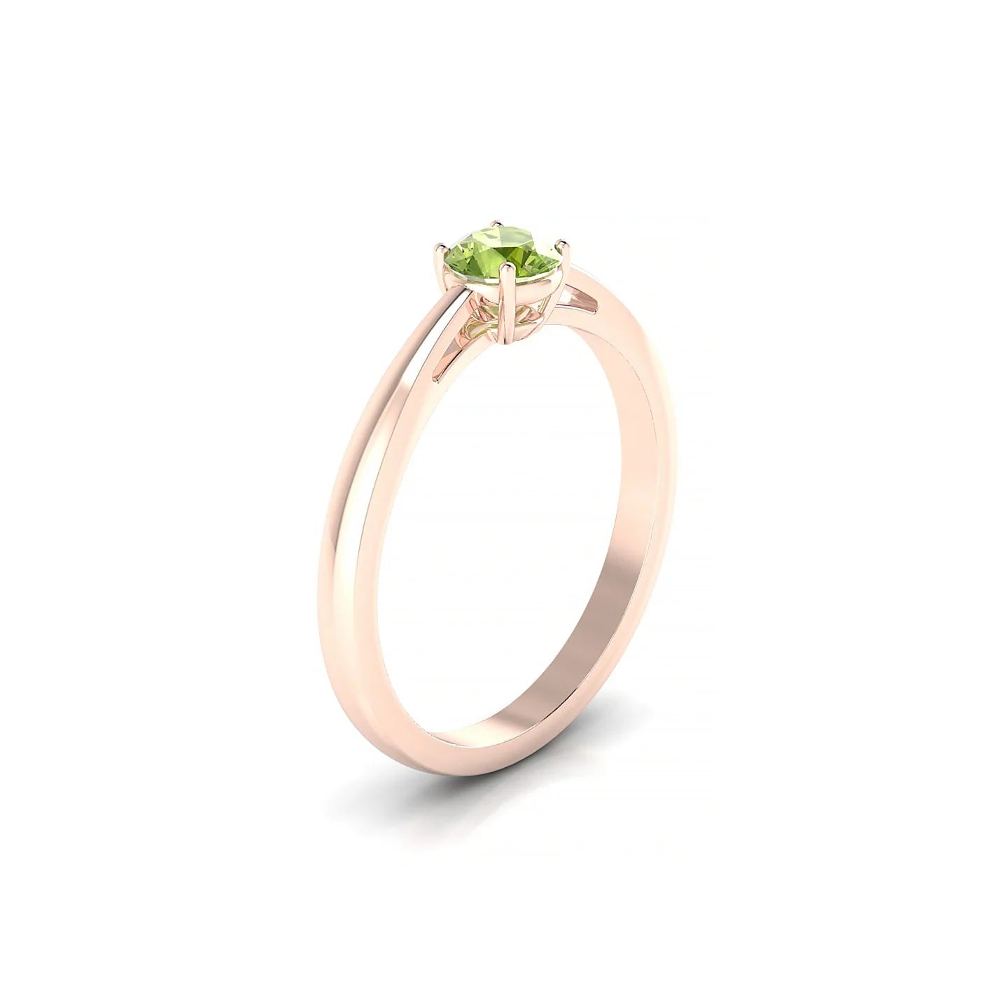 Zenith | 18k Rose Gold 4.5 mm Round Peridot Ring