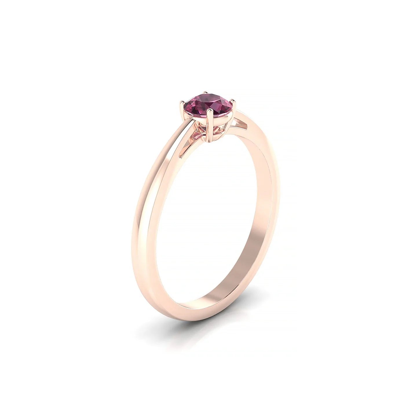 Zenith | 18k Rose Gold 4.5 mm Round Rhodolite Ring