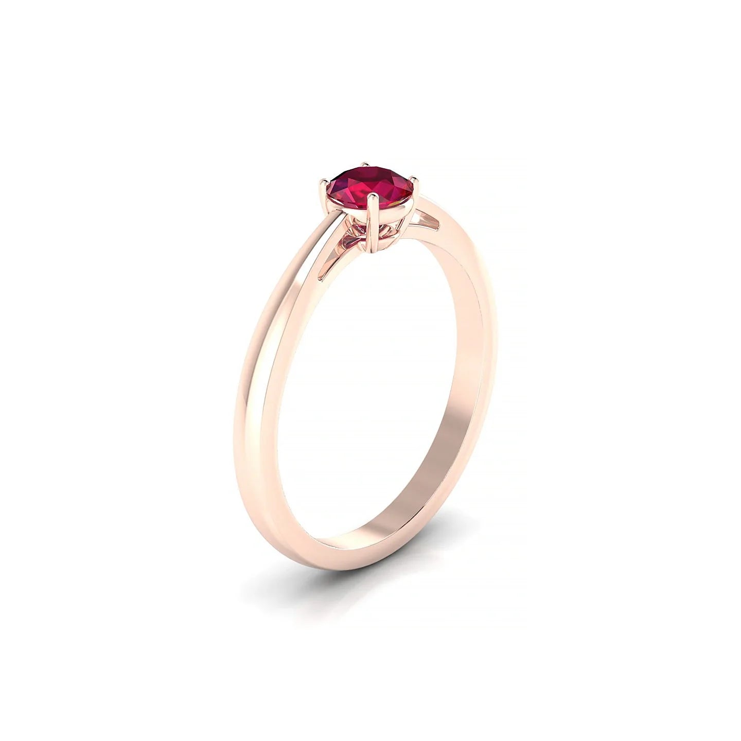 Zenith | 18k Rose Gold 4.5 mm Round Ruby Ring