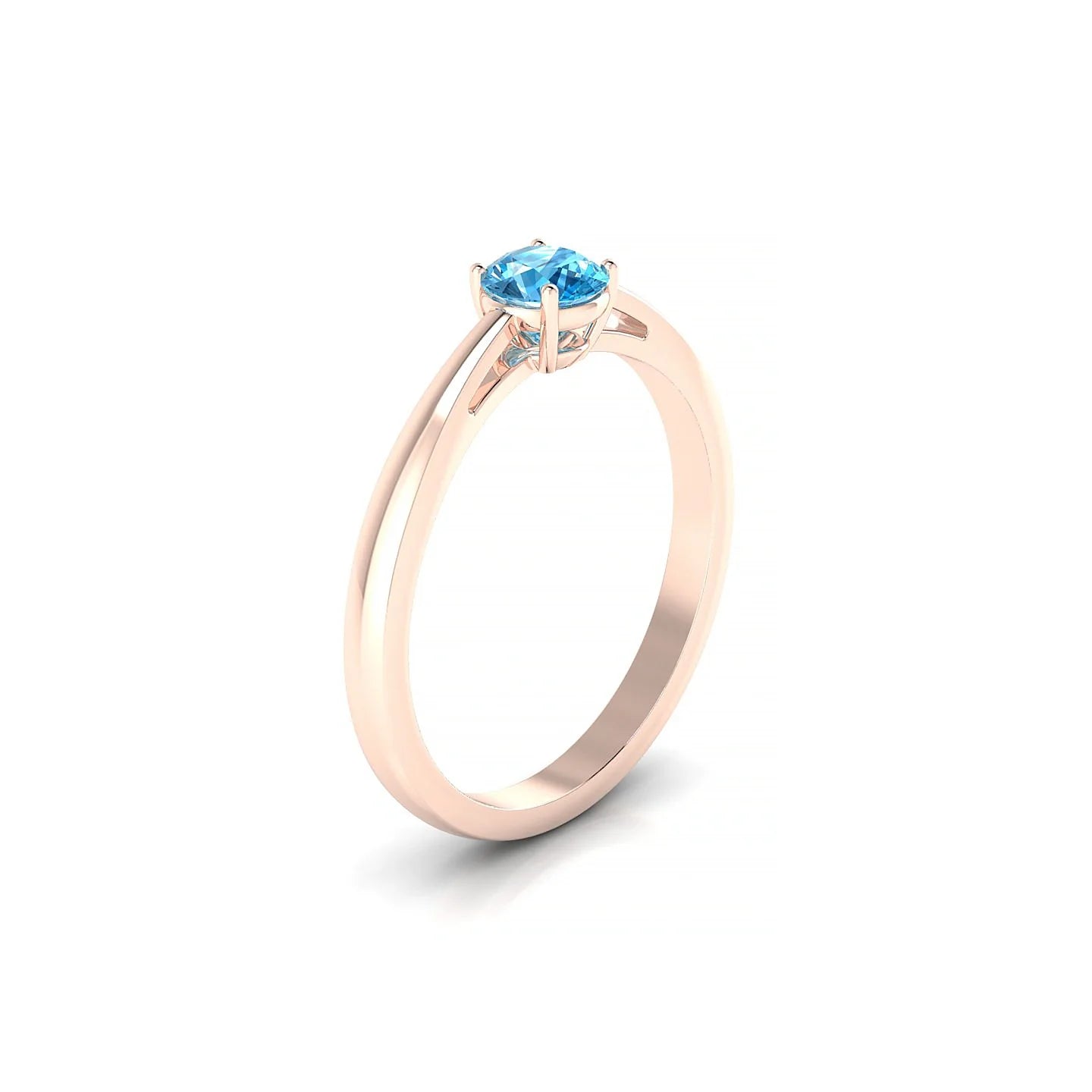 Zenith | 18k Rose Gold 4.5 mm Round Topaz Ring