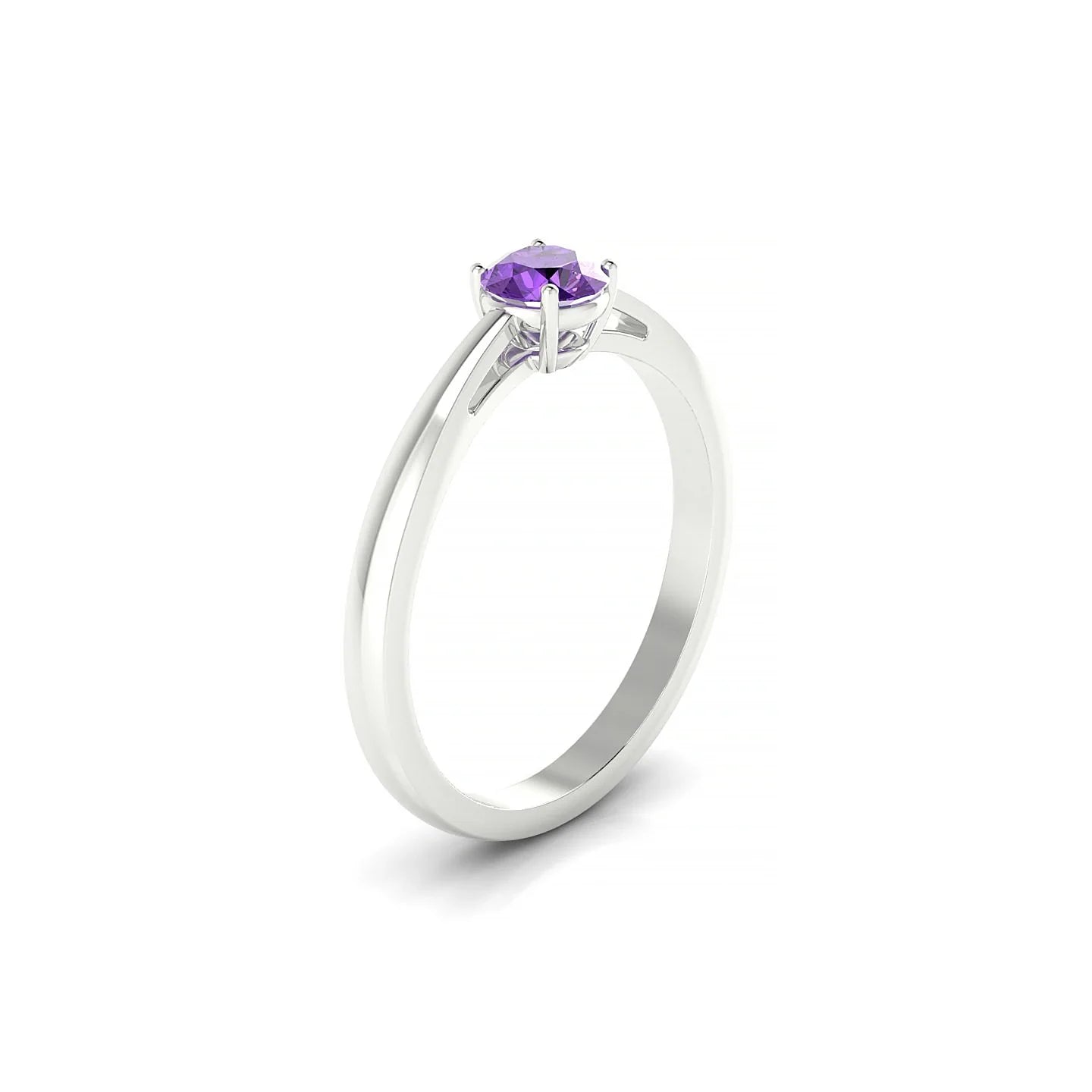 Zenith | 18k White Gold 4.5 mm Round Amethyst Ring
