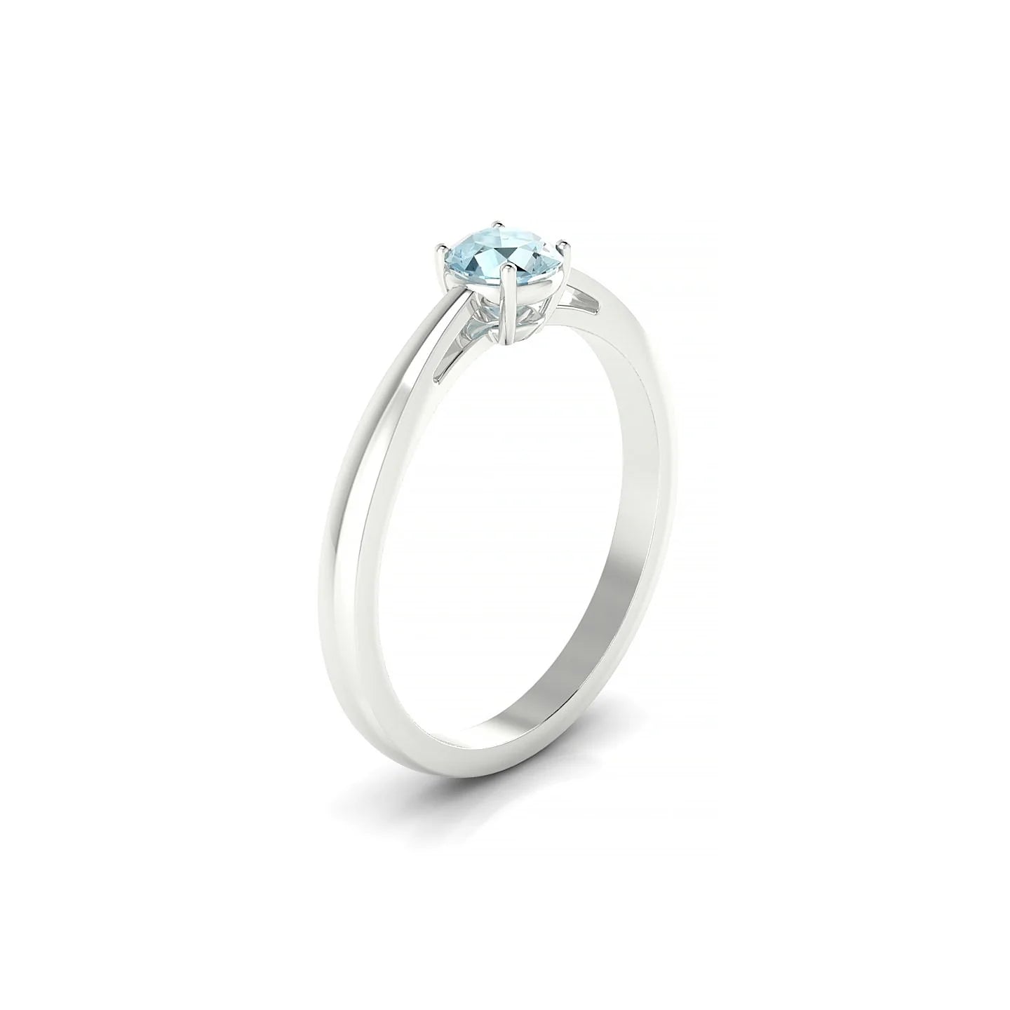 Zenith | 18k White Gold 4.5 mm Round Aquamarine Ring