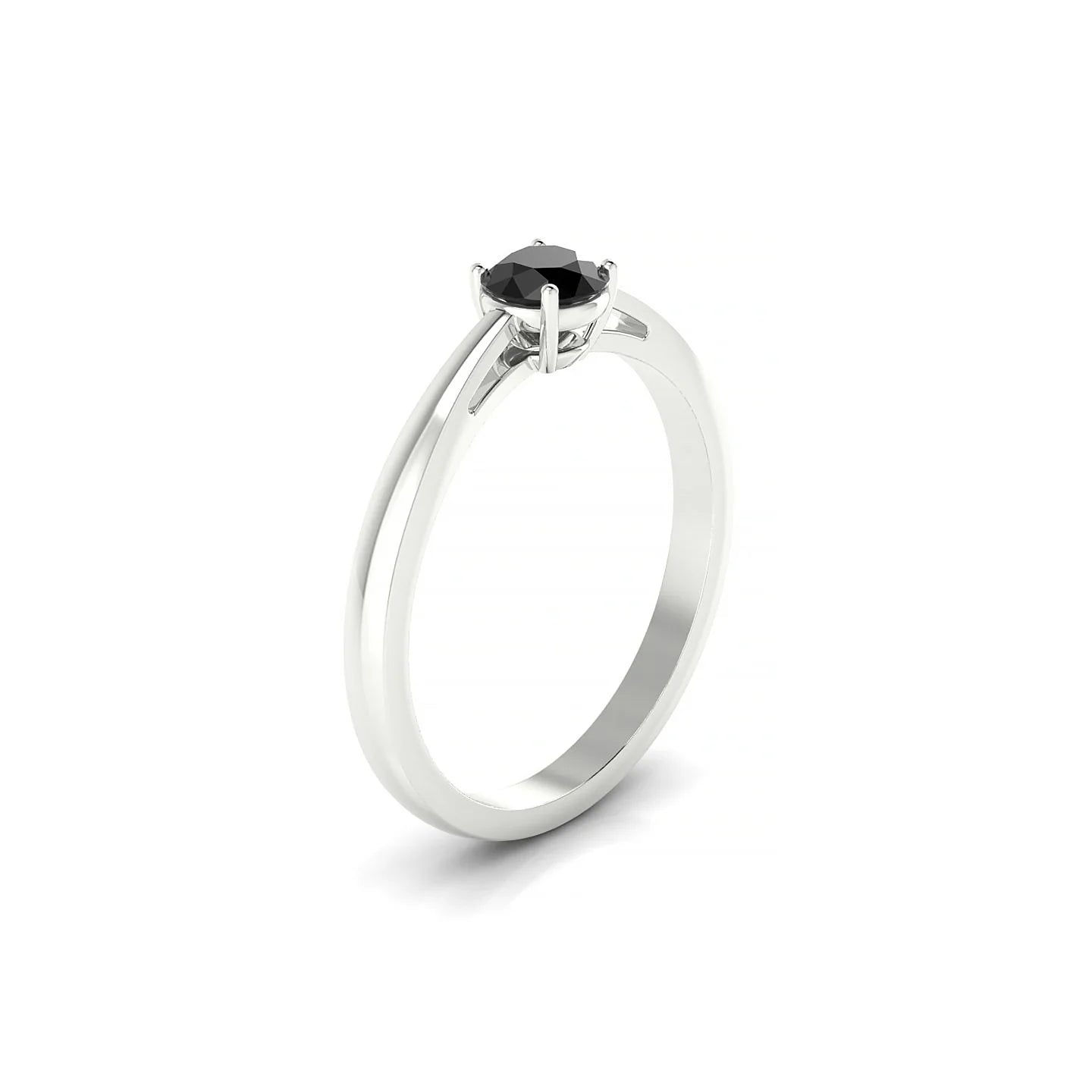 Zenith | 18k White Gold 4.5 mm Round Black Diamond Ring