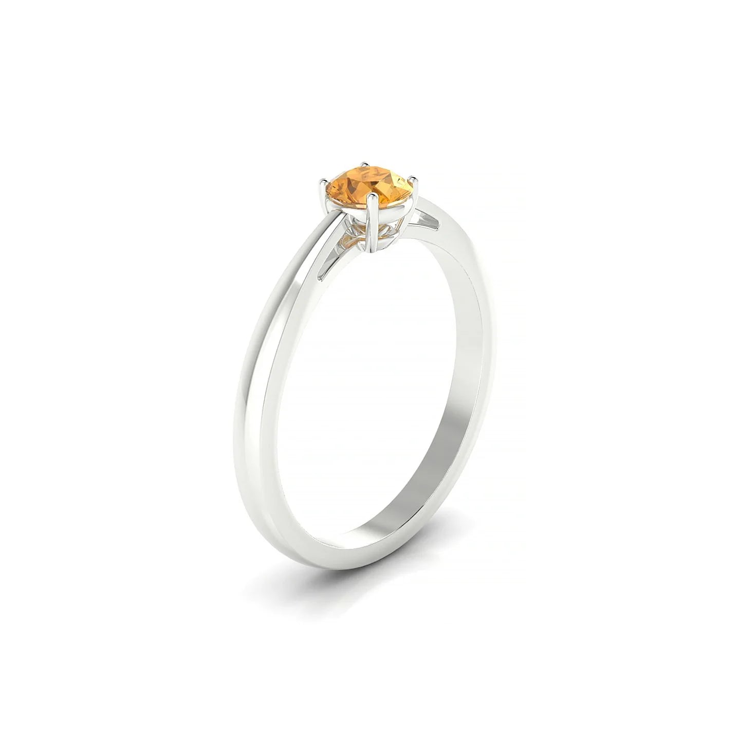Zenith | 18k White Gold 4.5 mm Round Citrine Ring