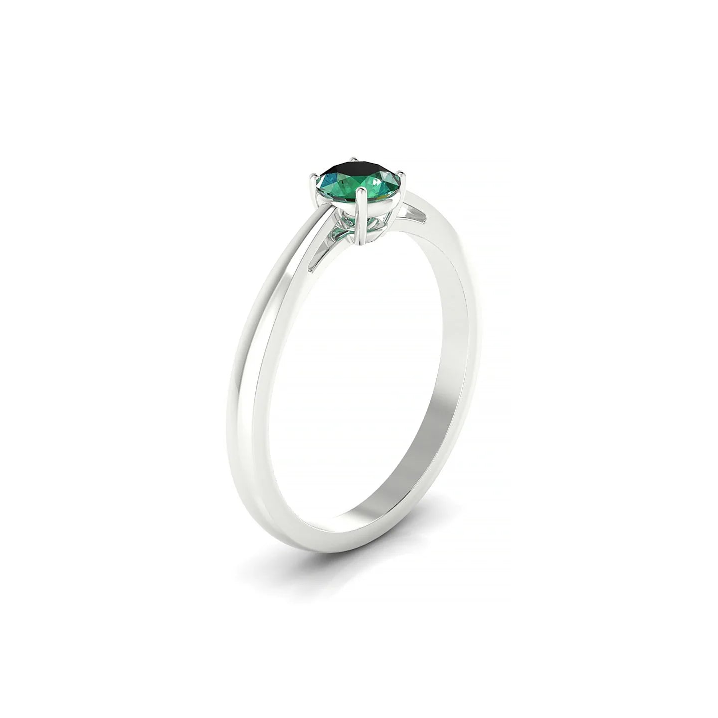 Zenith | 18k White Gold 4.5 mm Round Emerald Ring