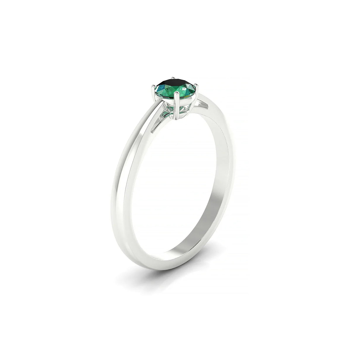 Zenith | 18k White Gold 4.5 mm Round Emerald Ring